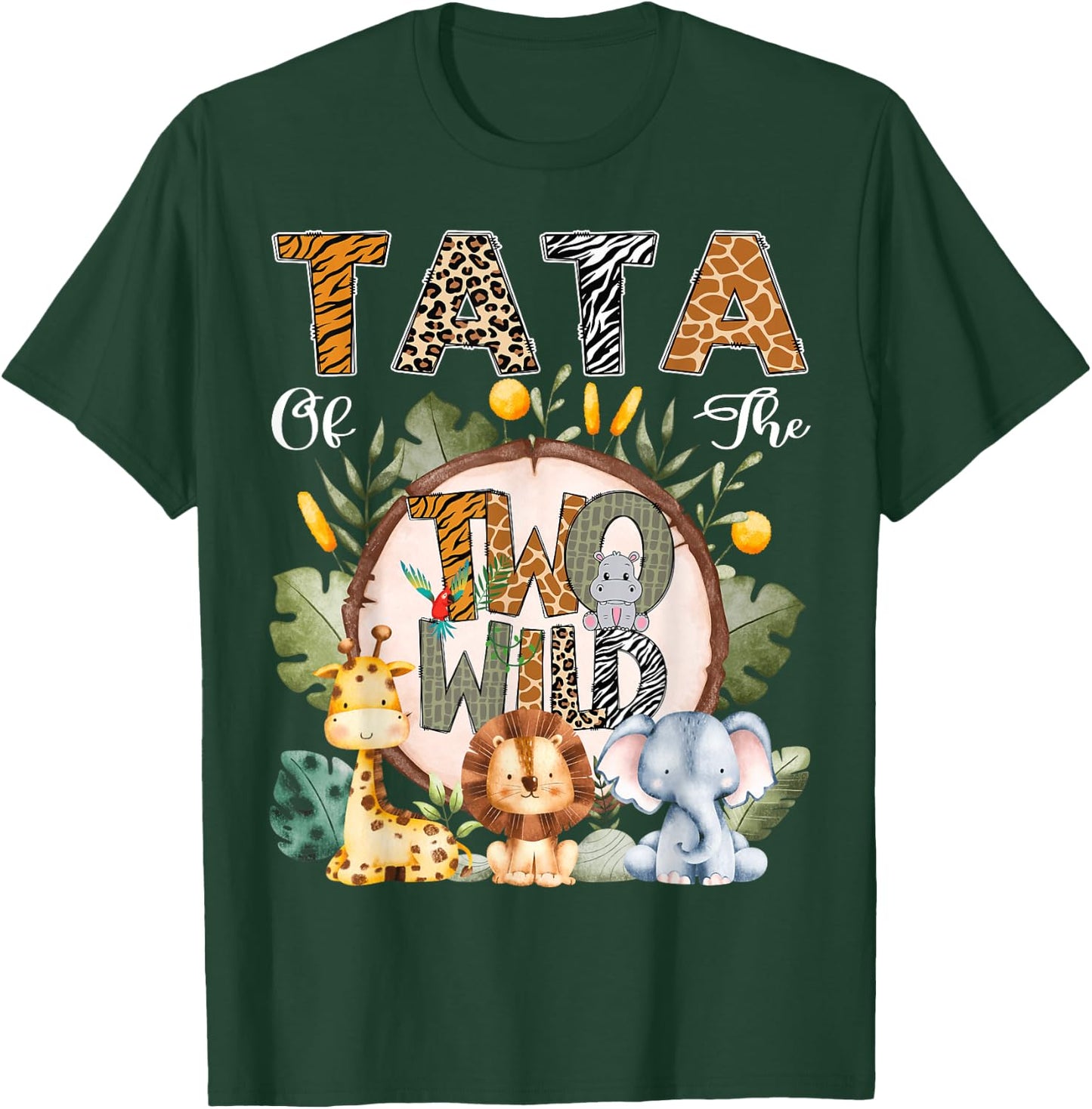 Tata Of The Two Wild Animal Safari 2Nd Birthday Party T-Shirt - T-Shirt | Forest