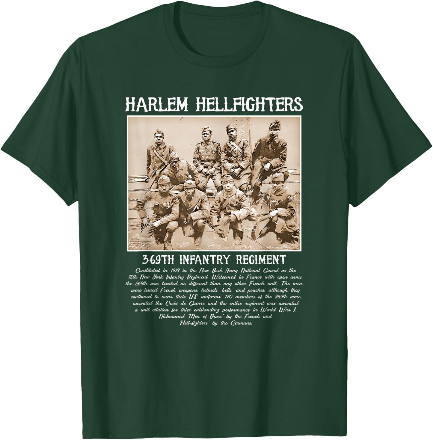 Harlem Hellfighters Vintage Black History WWI WWII Military Small T-Shirt - T-Shirt | Forest