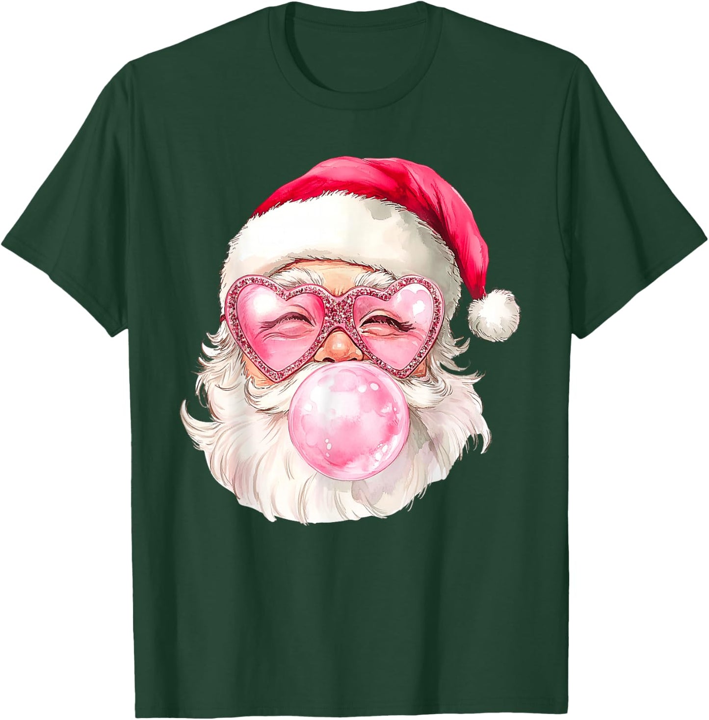 Vintage Retro Santa Christmas Bubble Gum Pink Sunglasses T-Shirt - T-Shirt | Forest