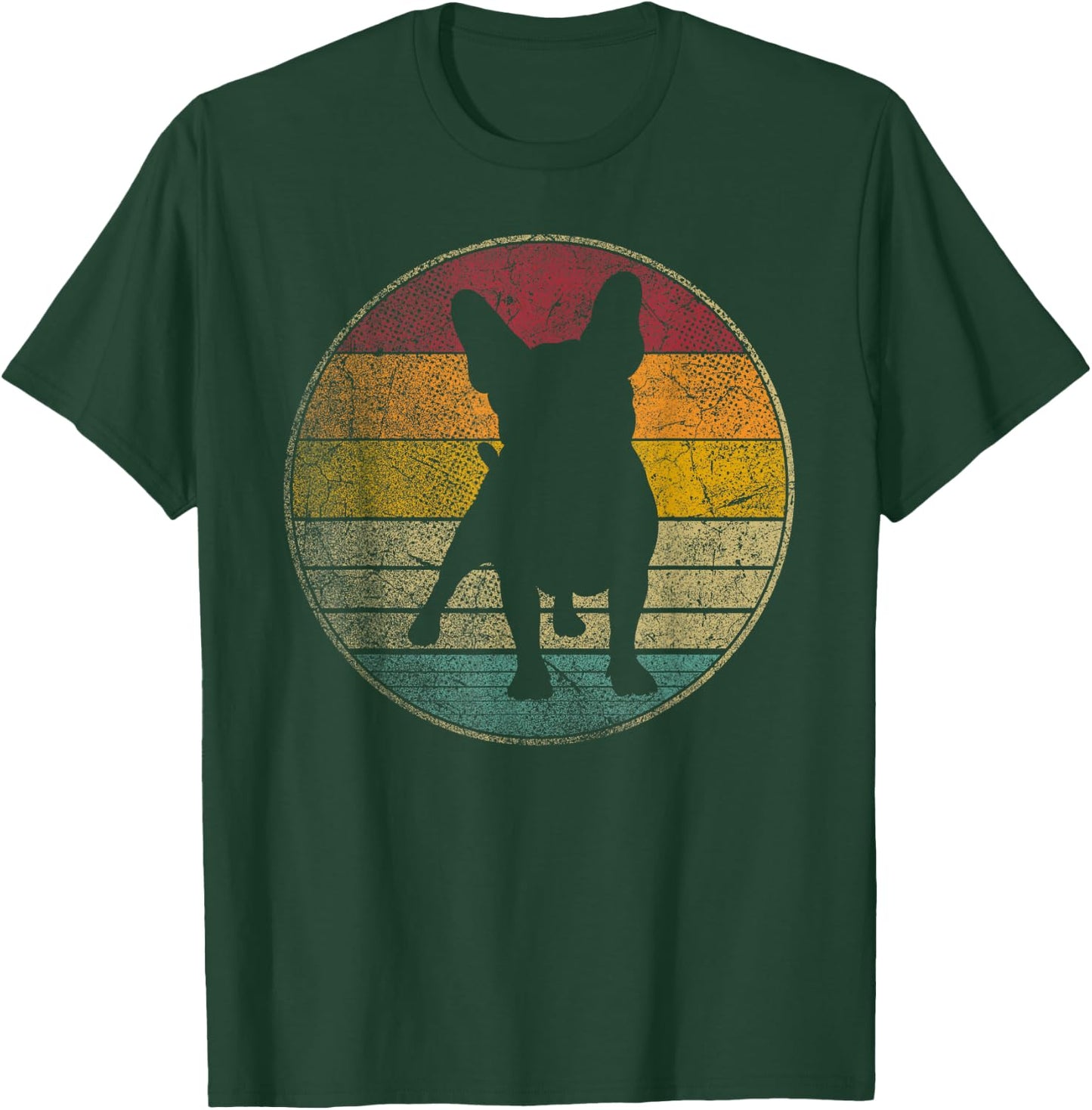 French Bulldog Dog Vintage Distressed Retro Silhouette 70s Women Kids T-Shirt - T-Shirt | Forest