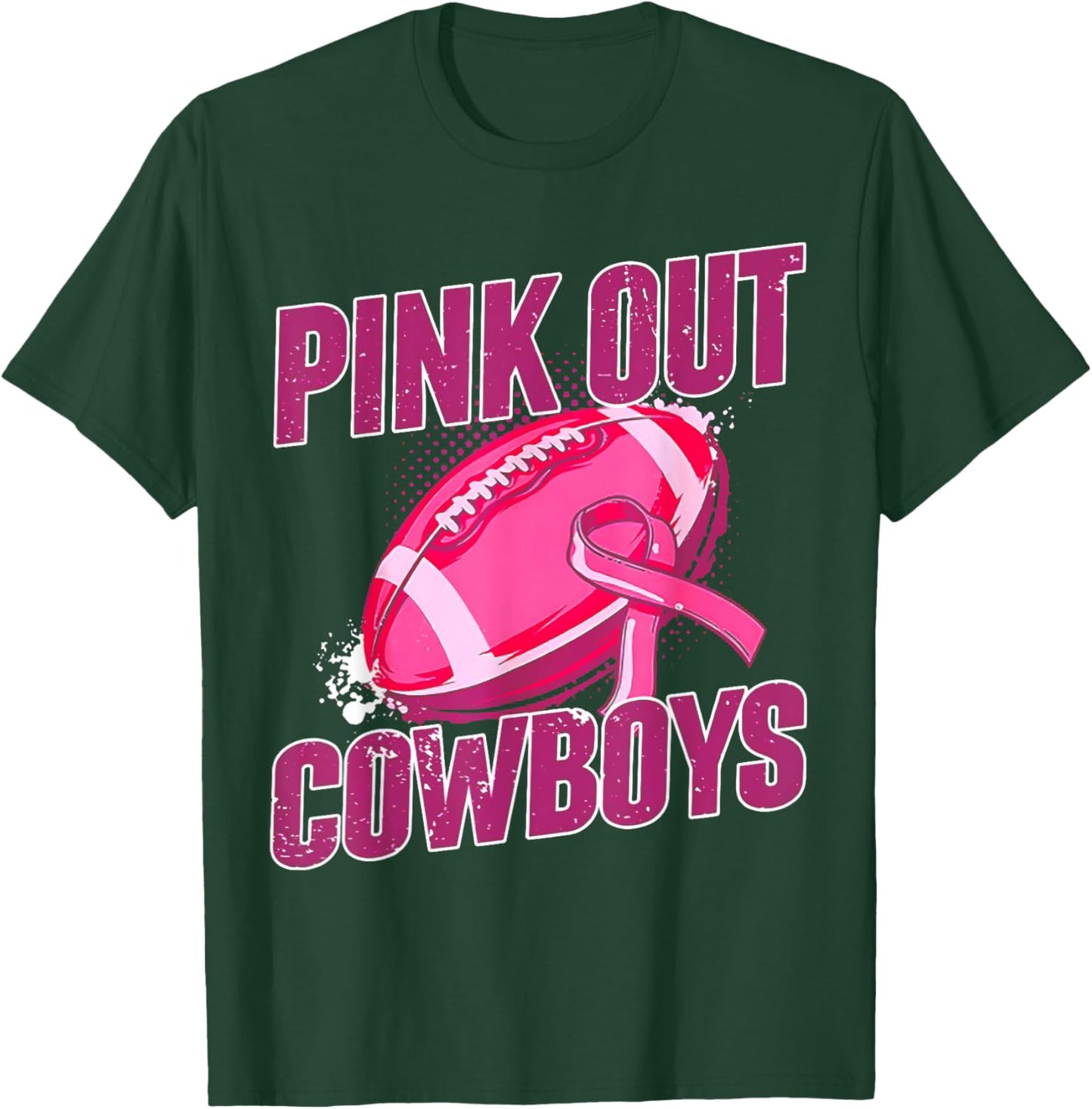 Cowboys Pink Out Football Tackle Breast Cancer T-Shirt - T-Shirt | Forest