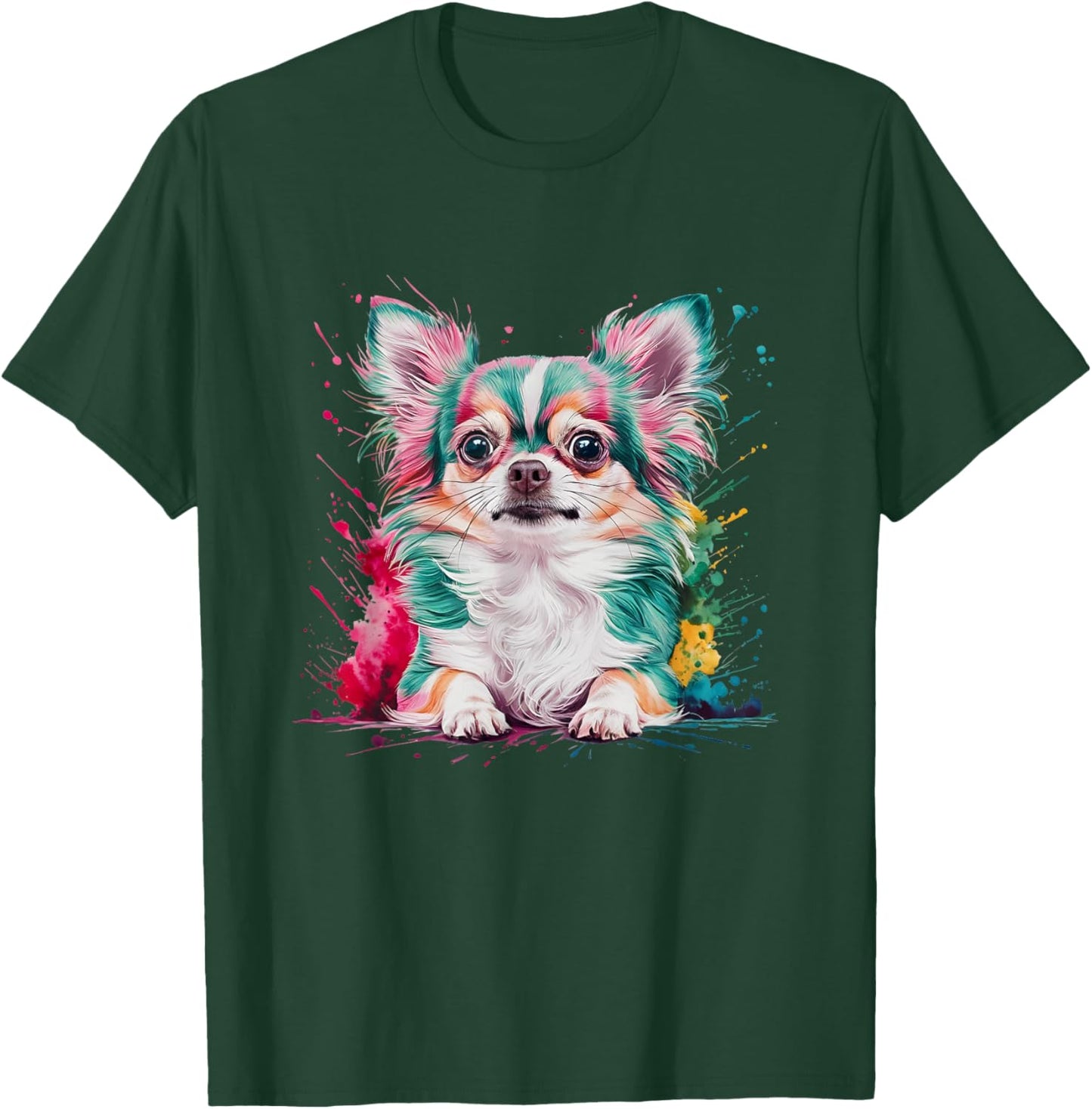 Men Woman Colorful Watercolor Chihuahua T-Shirt - T-Shirt | Forest