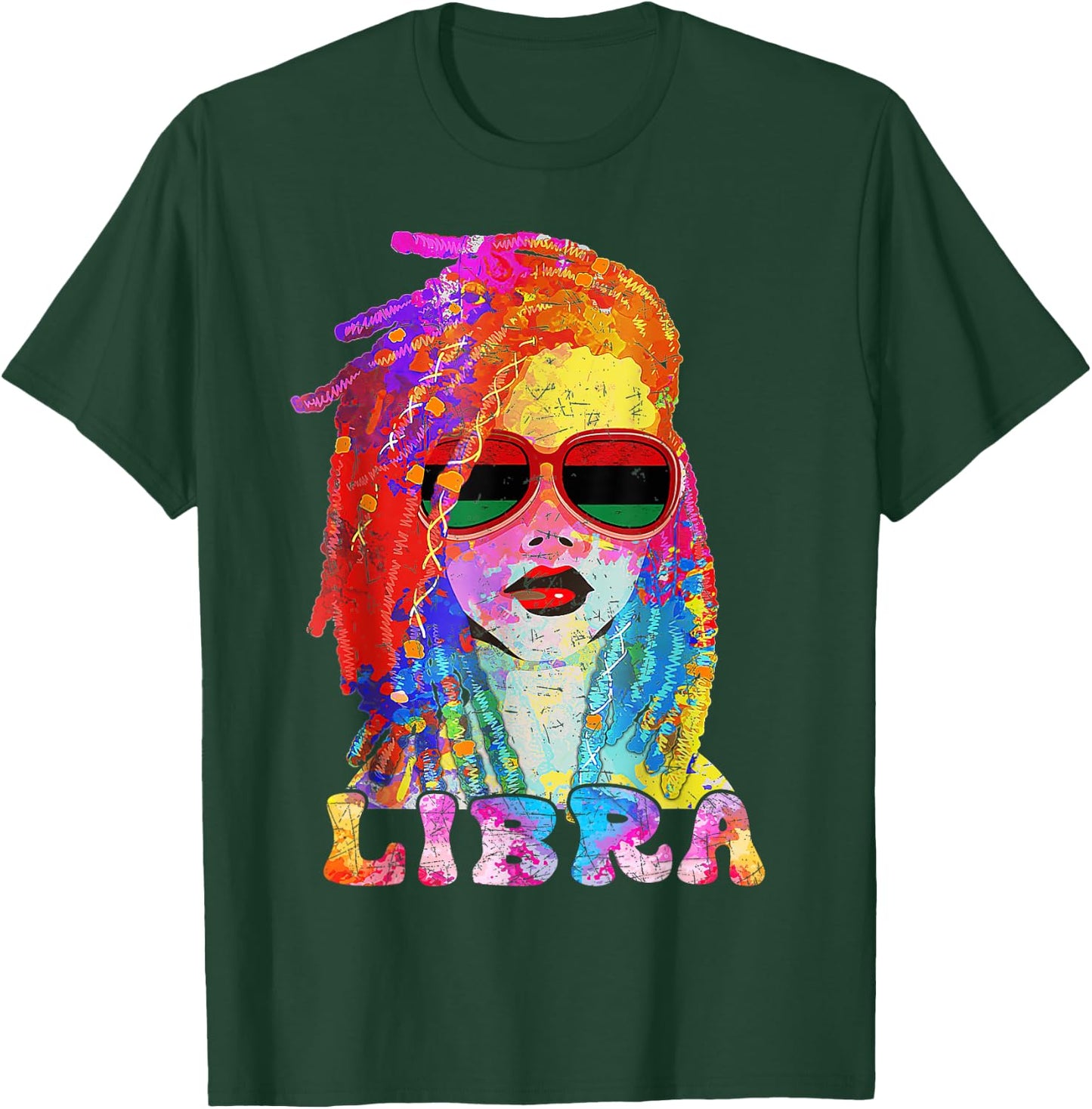 Libra Girl Loc'd Hair Art Zodiac Birthday Black Woman T-Shirt - T-Shirt | Forest
