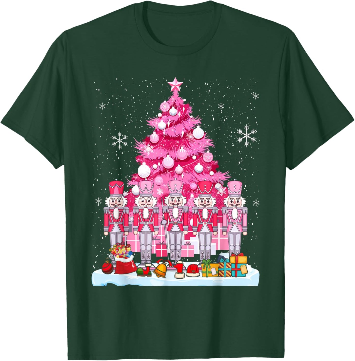 Pink Christmas Nutcracker Christmas Tree Christmas T-Shirt - T-Shirt | Forest