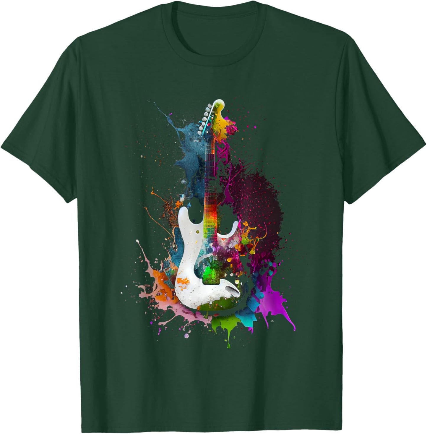 Guitar Musician Electric Guitars Player Gifts for Guitarist, Women's -Adults, Black, Small, Short Sleeve, , Classic Fit, Cotton 65% Polyester 35% T-Shirt - T-Shirt | Forest