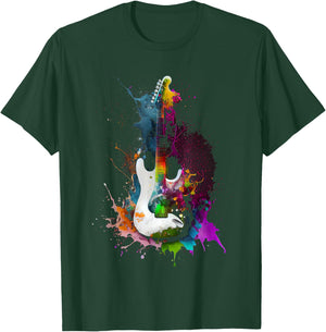 Guitar Musician Electric Guitars Player Gifts for Guitarist, Women's -Adults, Black, Small, Short Sleeve, , Classic Fit, Cotton 65% Polyester 35% T-Shirt - T-Shirt | Forest