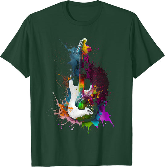 Guitar Musician Electric Guitars Player Gifts for Guitarist, Women's -Adults, Black, Small, Short Sleeve, , Classic Fit, Cotton 65% Polyester 35% T-Shirt - T-Shirt | Forest