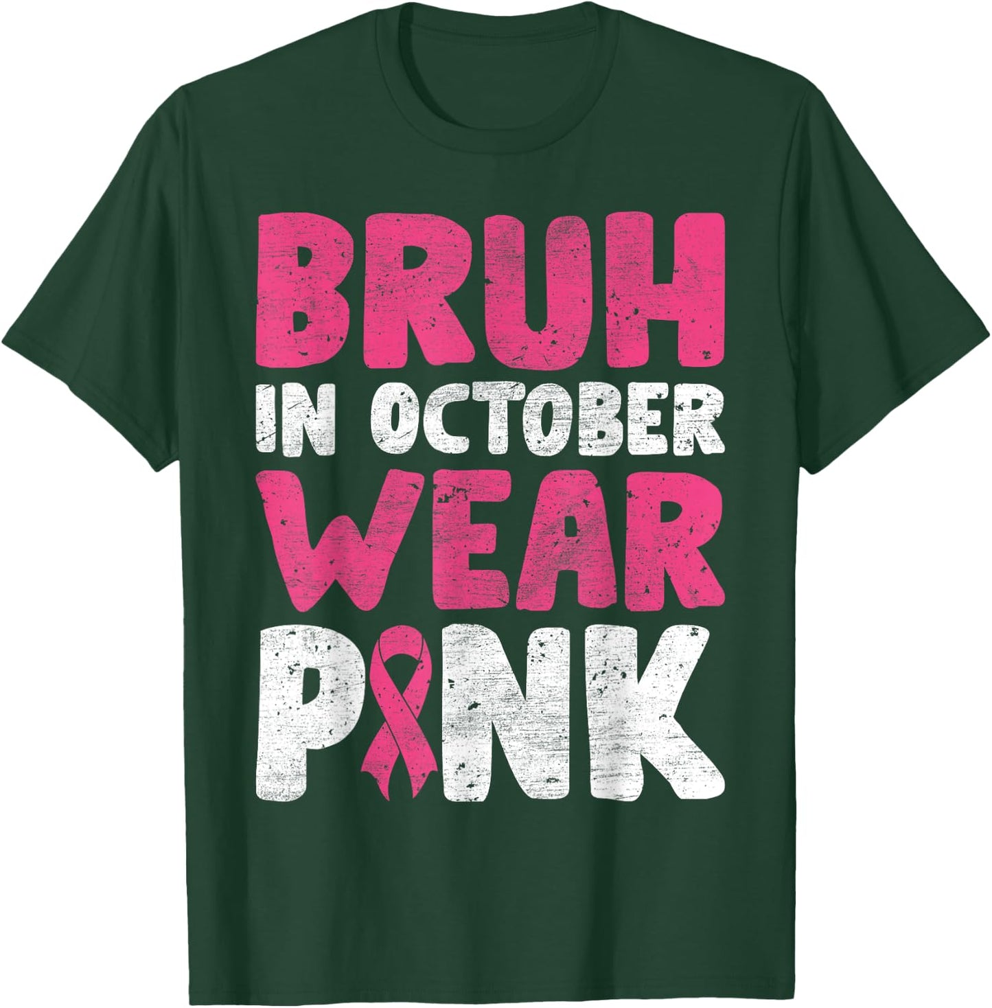 Breast Cancer Shirts for Kids Boys Bruh In October Wear Pink T-Shirt - T-Shirt | Forest