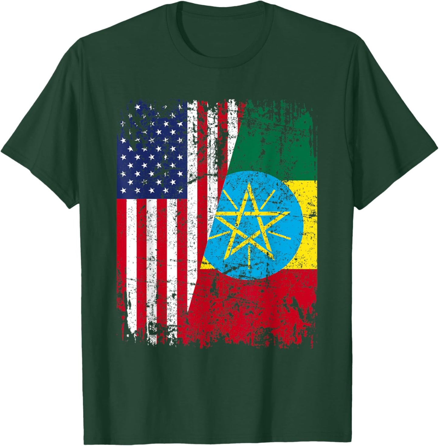 ETHIOPIAN American Flag | Men Women Kids | ETHIOPIA T-Shirt - T-Shirt | Forest