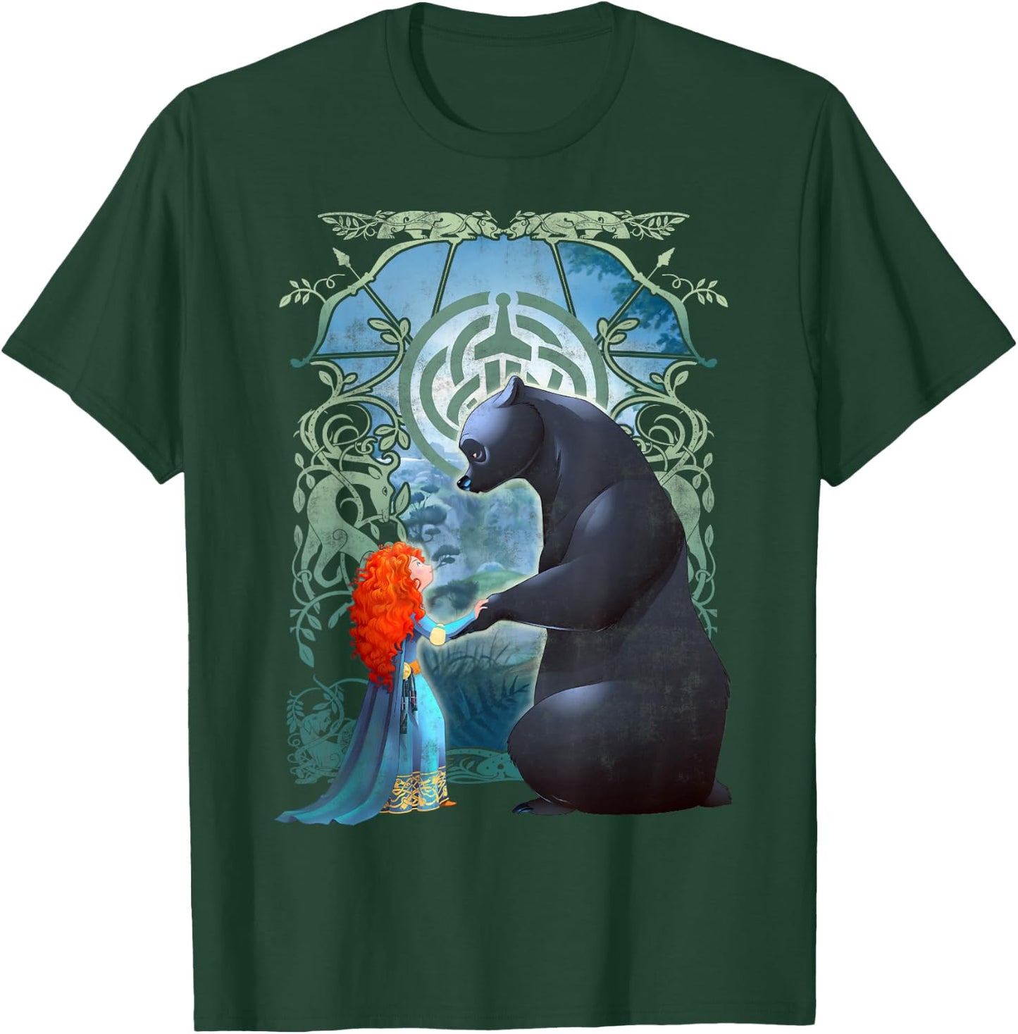 Disney Pixar Brave Merida and Bear Profile Portrait Small T-Shirt - T-Shirt | Forest