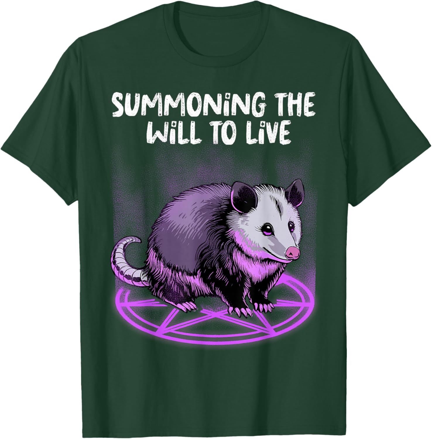 Opossum Shirt Summoning Demons Satanic Possum Pentagram T-Shirt - T-Shirt | Forest