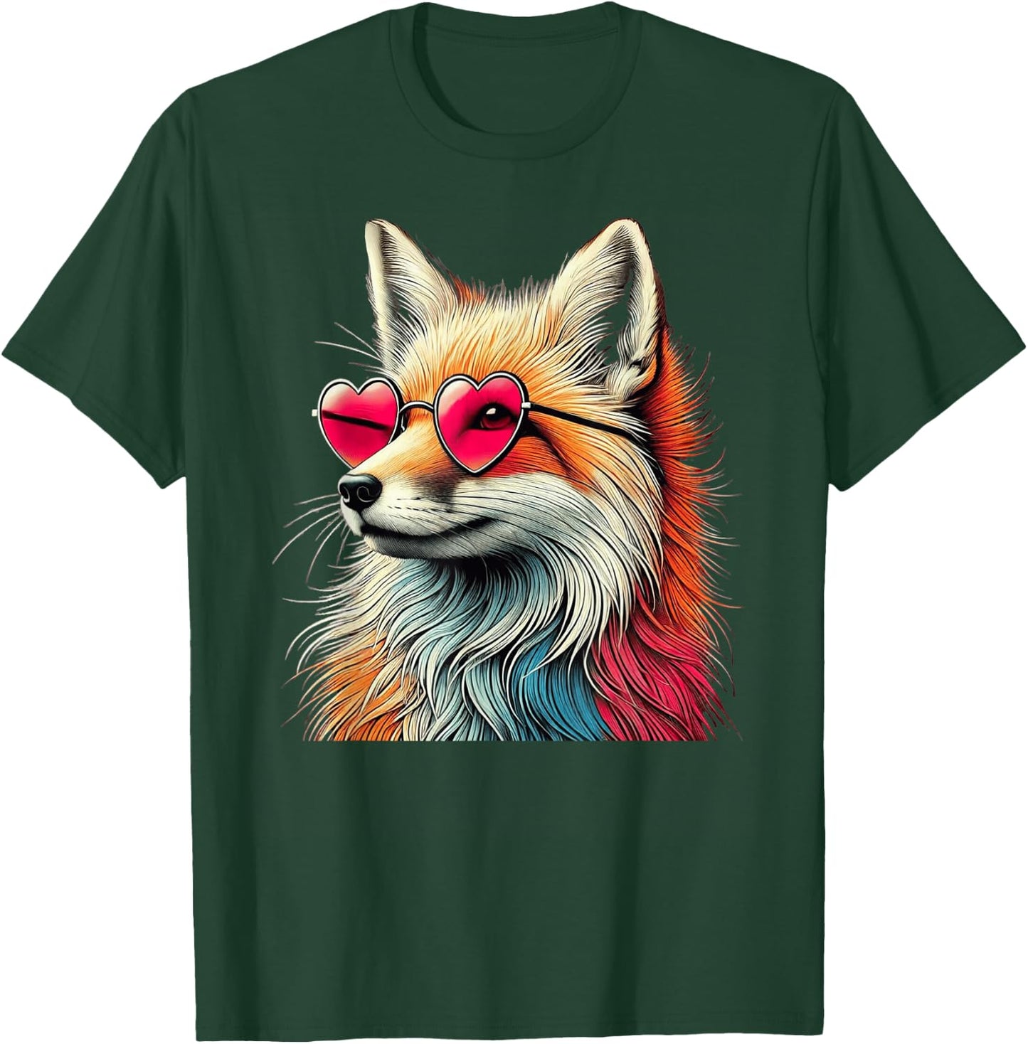 Valentines Day Fox Heart Sunglasses Boys Girls Women T-Shirt - T-Shirt | Forest