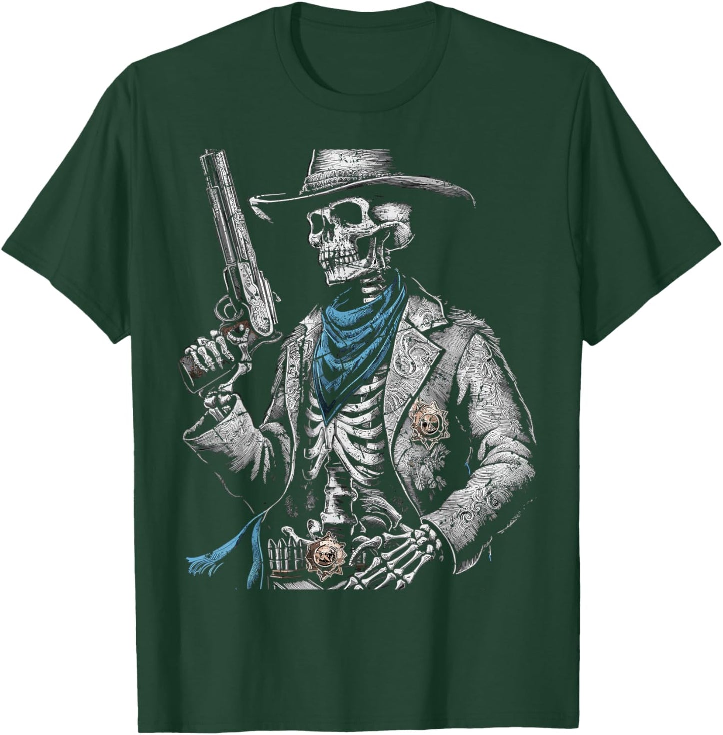 Outlaw Wild West Skeleton Cowboy Gunslinger T-Shirt - T-Shirt | Forest