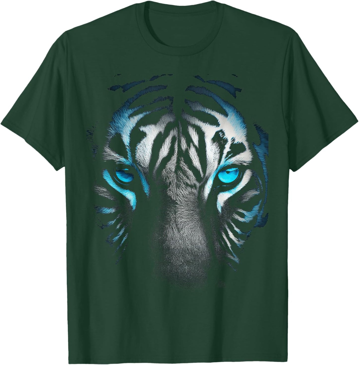 Tiger Blue Eyes Animal Portrait Art Graphic Tiger T-Shirt - T-Shirt | Forest