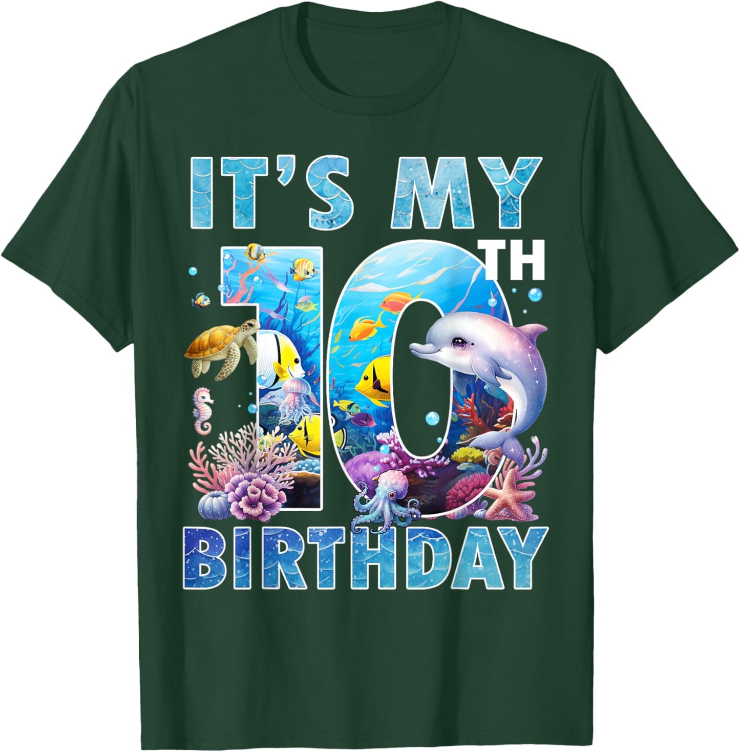 It’s My 10th Birthday Ocean 10 Years Old Sea Aquarium Bday T-Shirt - T-Shirt | Forest