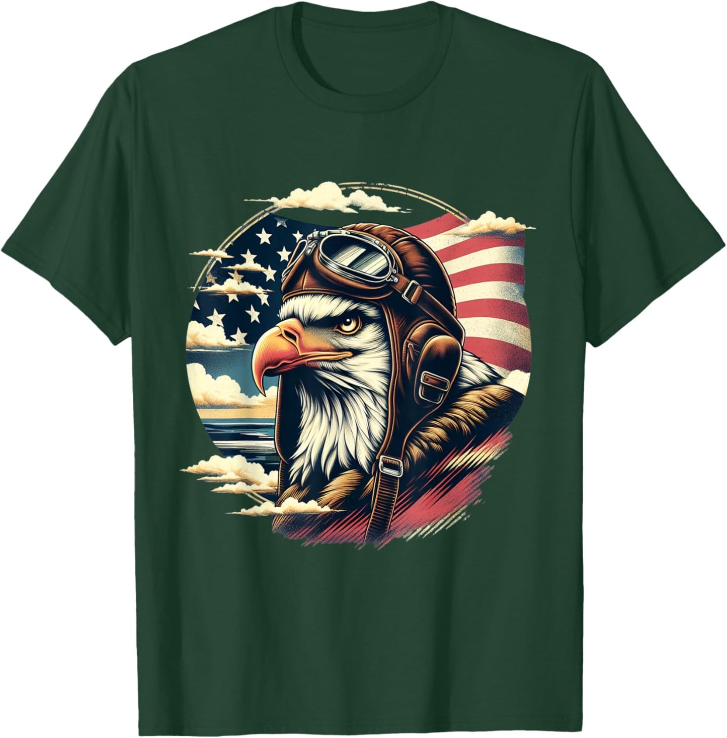 4th of July Patriotic American Shirt Eagle Fighter Pilot T-Shirt - T-Shirt | Forest