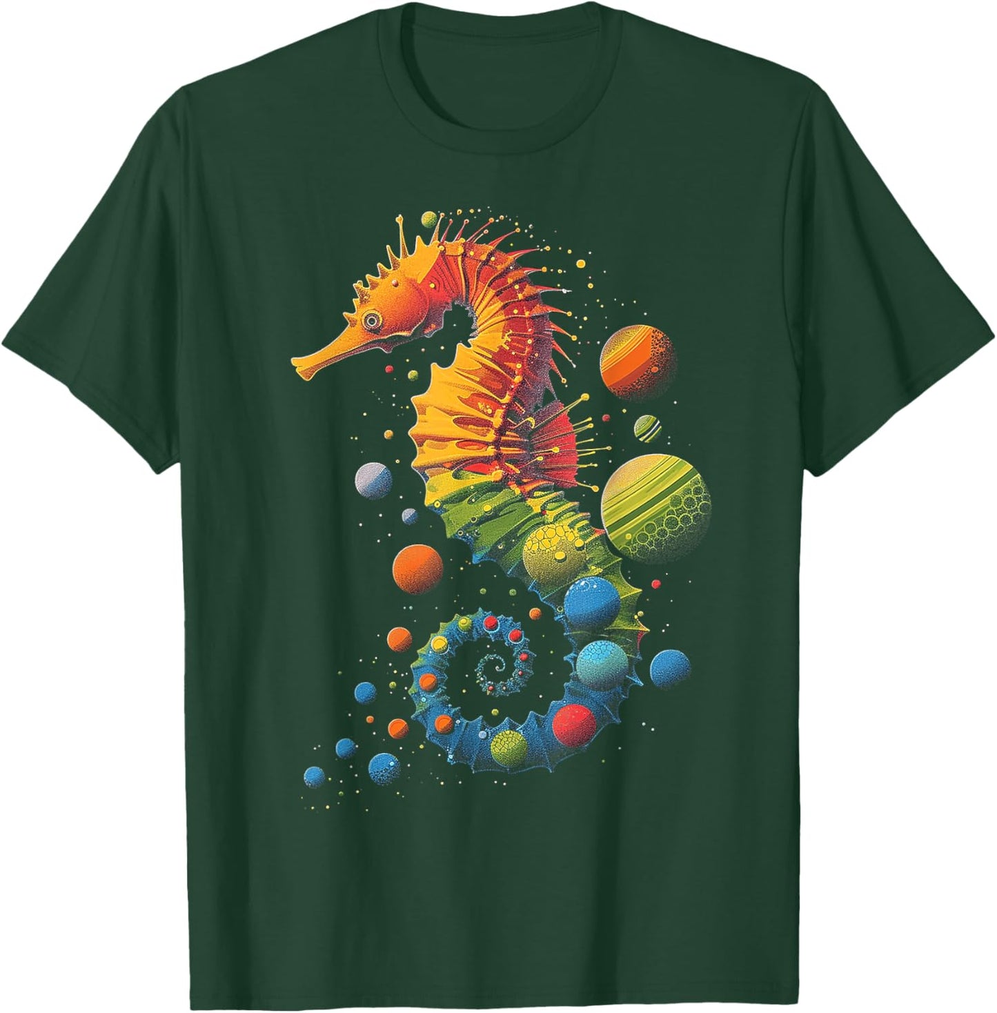 Sea Horse Planets Colorful Animal Art Graphic Sea Horse T-Shirt - T-Shirt | Forest