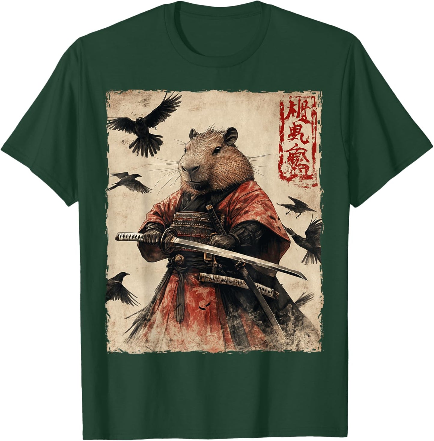 Capybara Samurai Graphic Japanese Warrior Anime T-Shirt - T-Shirt | Forest