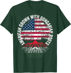 American Grown Hungarian Roots,Family heritage USA Hungary T-Shirt - T-Shirt | Forest