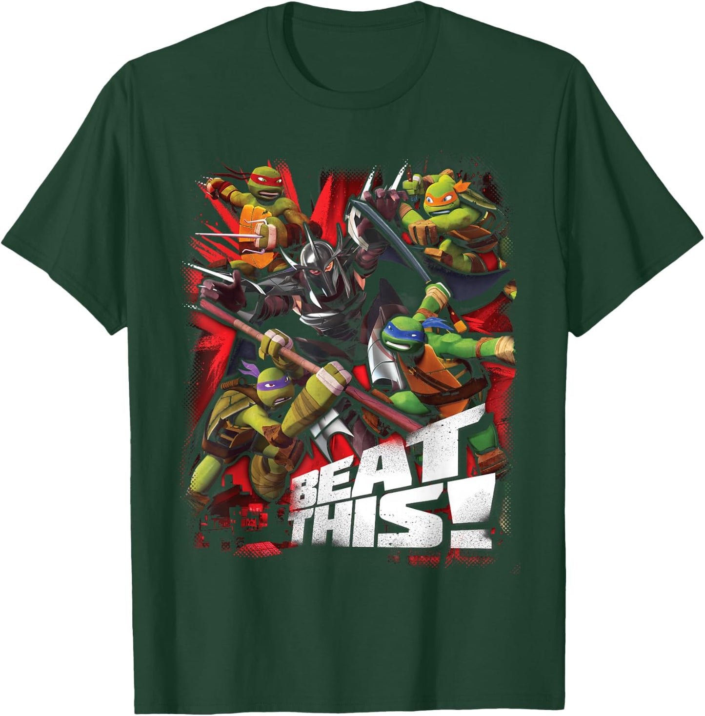TMNT Beat This Group Fight Shot T-Shirt - T-Shirt | Forest