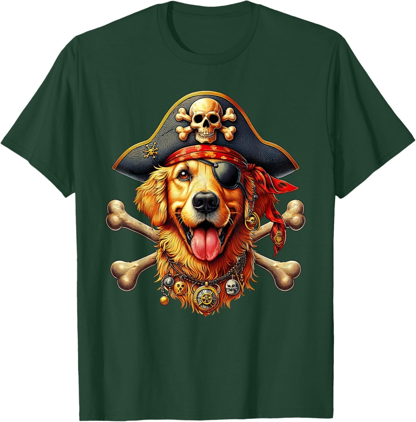Golden Retriever Pirate Crossbones Halloween Kid T-Shirt - T-Shirt | Forest