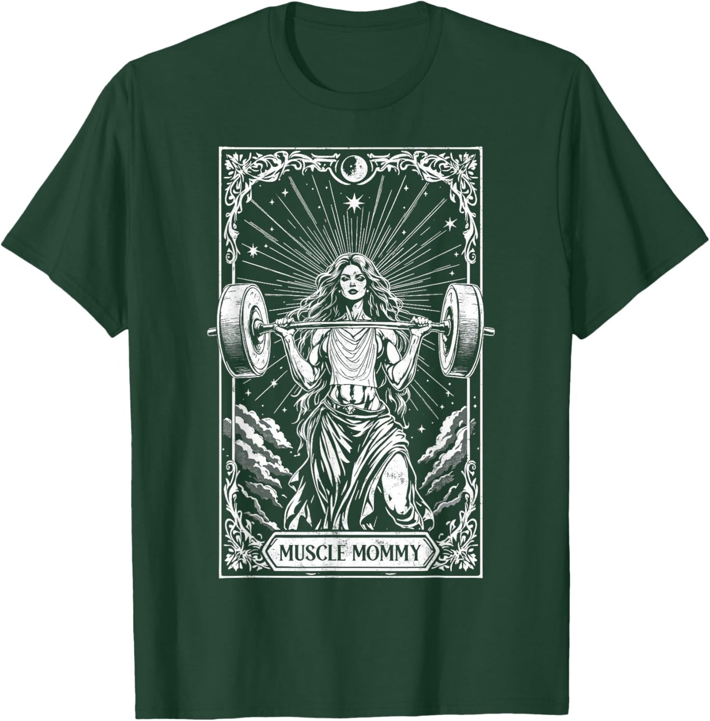 Muscle Mom Powerlifter Tarot Card Vintage Mom Workout Gym T-Shirt - T-Shirt | Forest