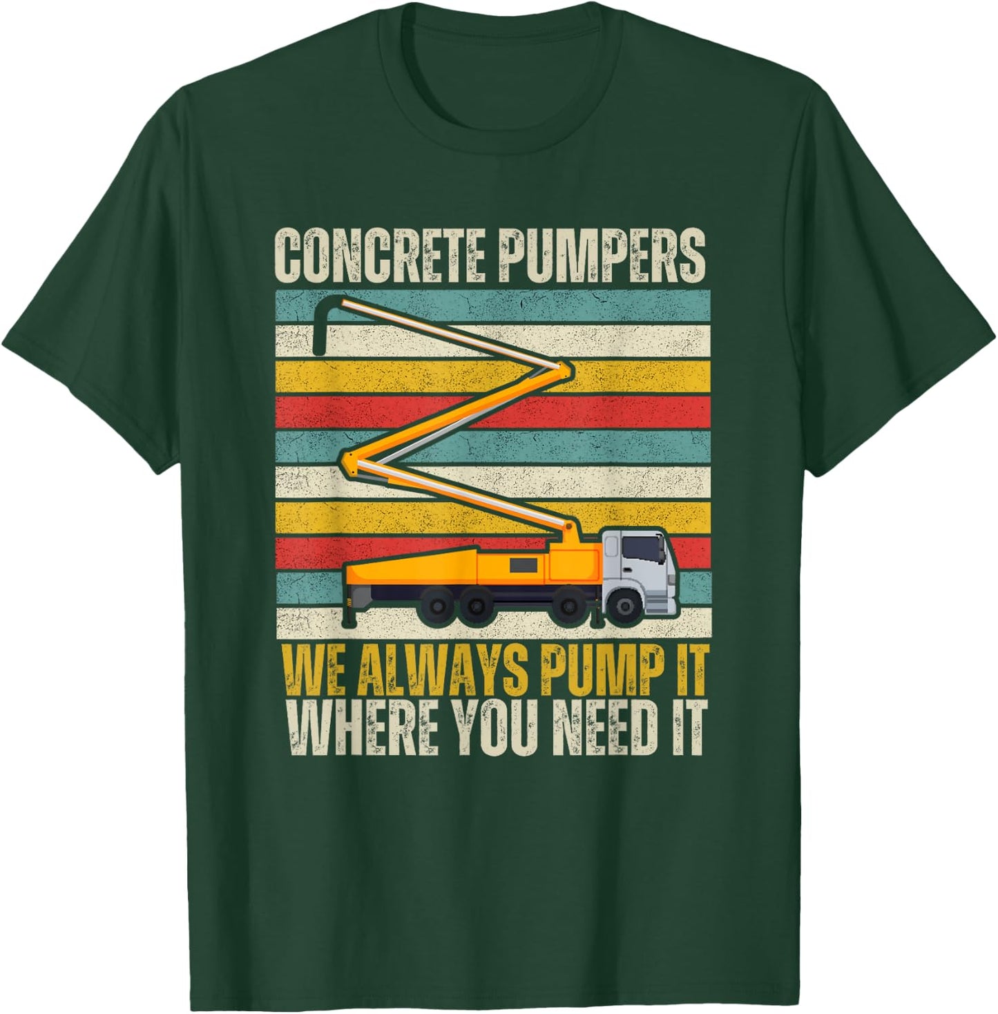 Cool Retro Concrete Pumper Truck For Laborers T-Shirt - T-Shirt | Forest