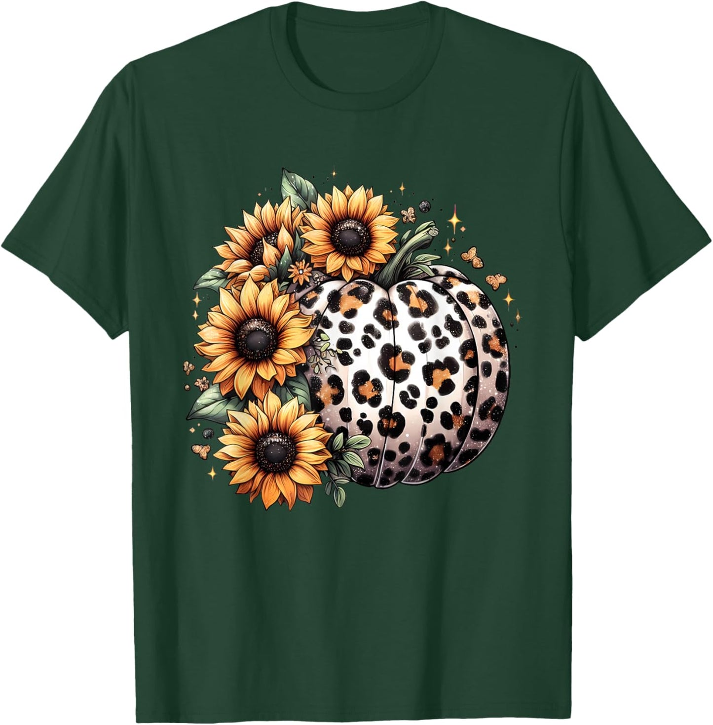 Pumpkin Leopard Sunflower Fall Lover Autumn T-Shirt - T-Shirt | Forest