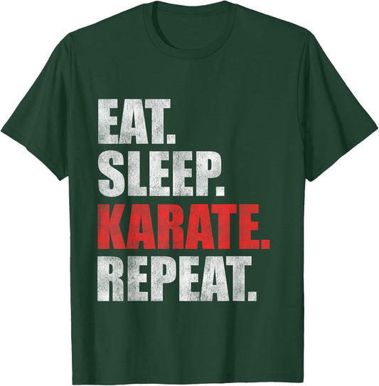 Eat Sleep Karate Repeat T-Shirt - T-Shirt | Forest