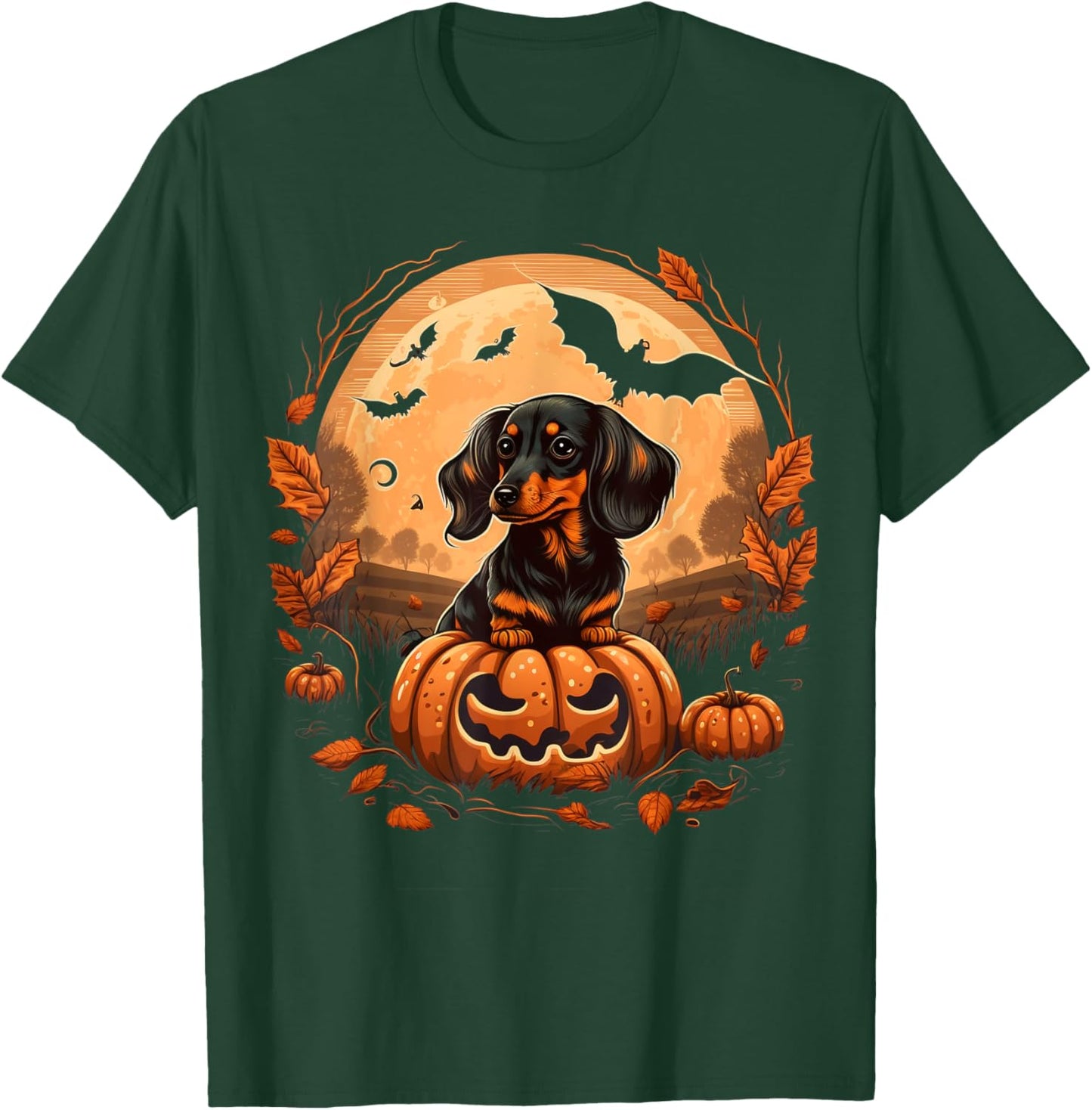 Pumpkin Dachshund costume on Dachshund Halloween T-Shirt - T-Shirt | Forest
