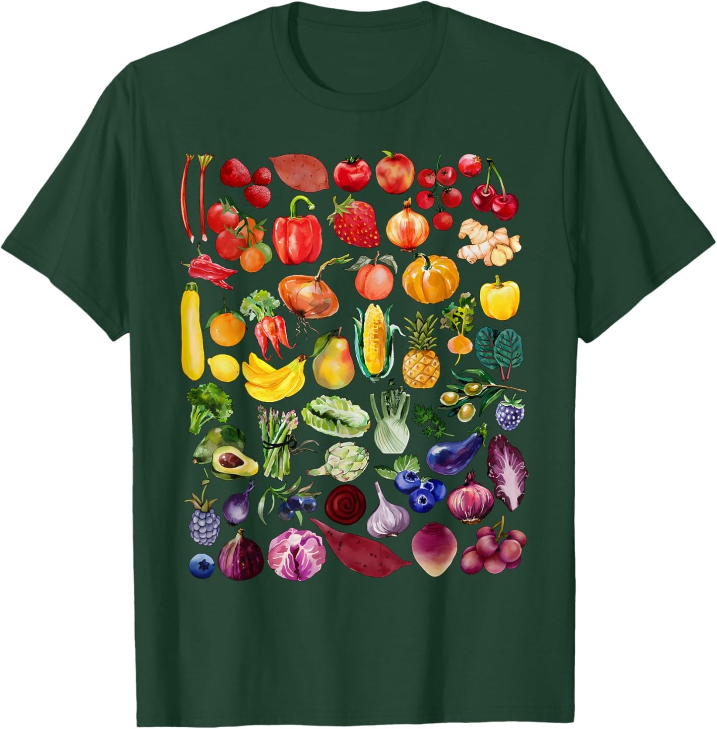 Rainbow Fruit And Vegetable Vegans Gardeners Vegetarian Day T-Shirt - T-Shirt | Forest