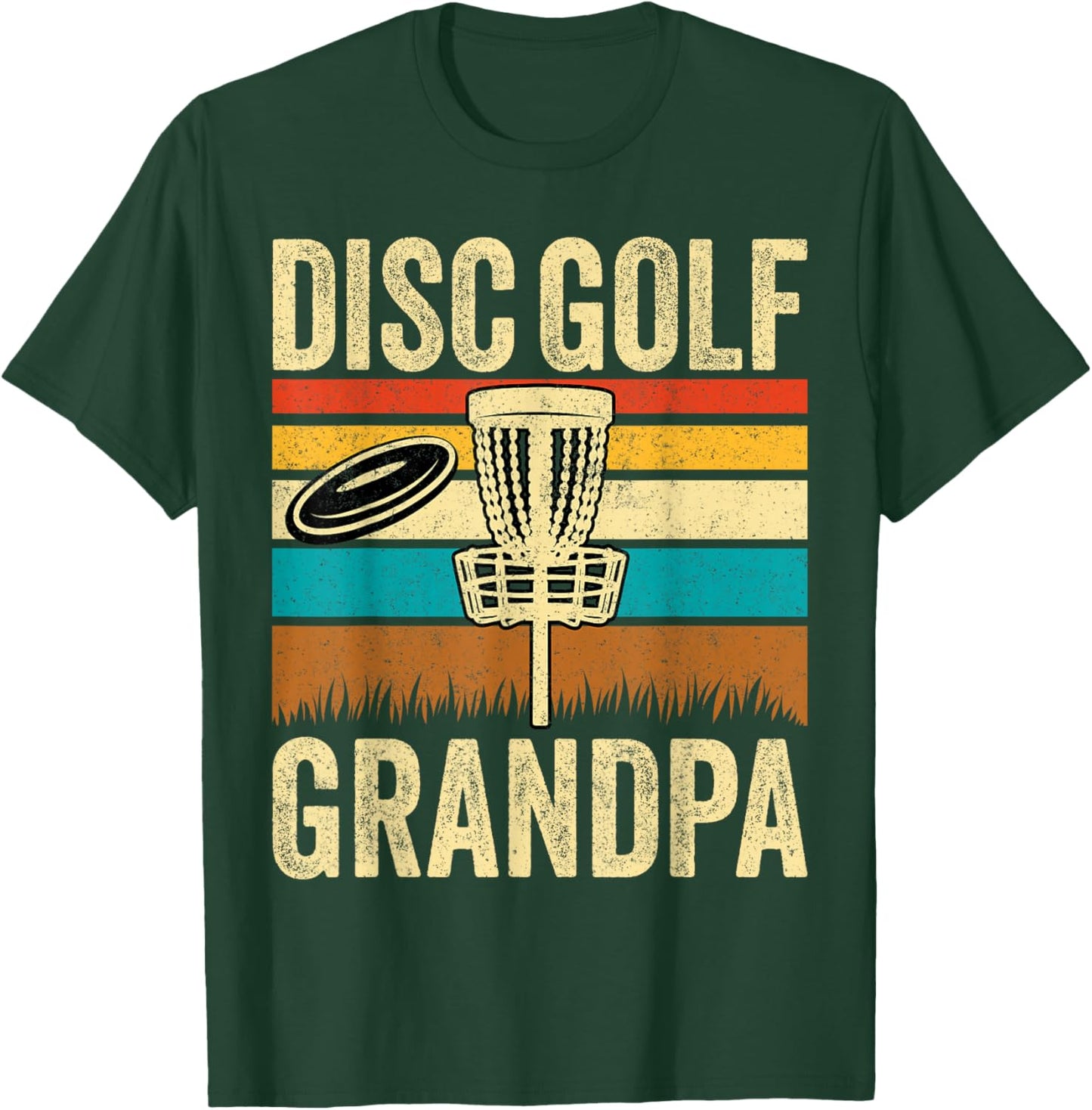 Disc Golf Grandpa - Retro Style Vintage Disc Golf Grandad T-Shirt - T-Shirt | Forest