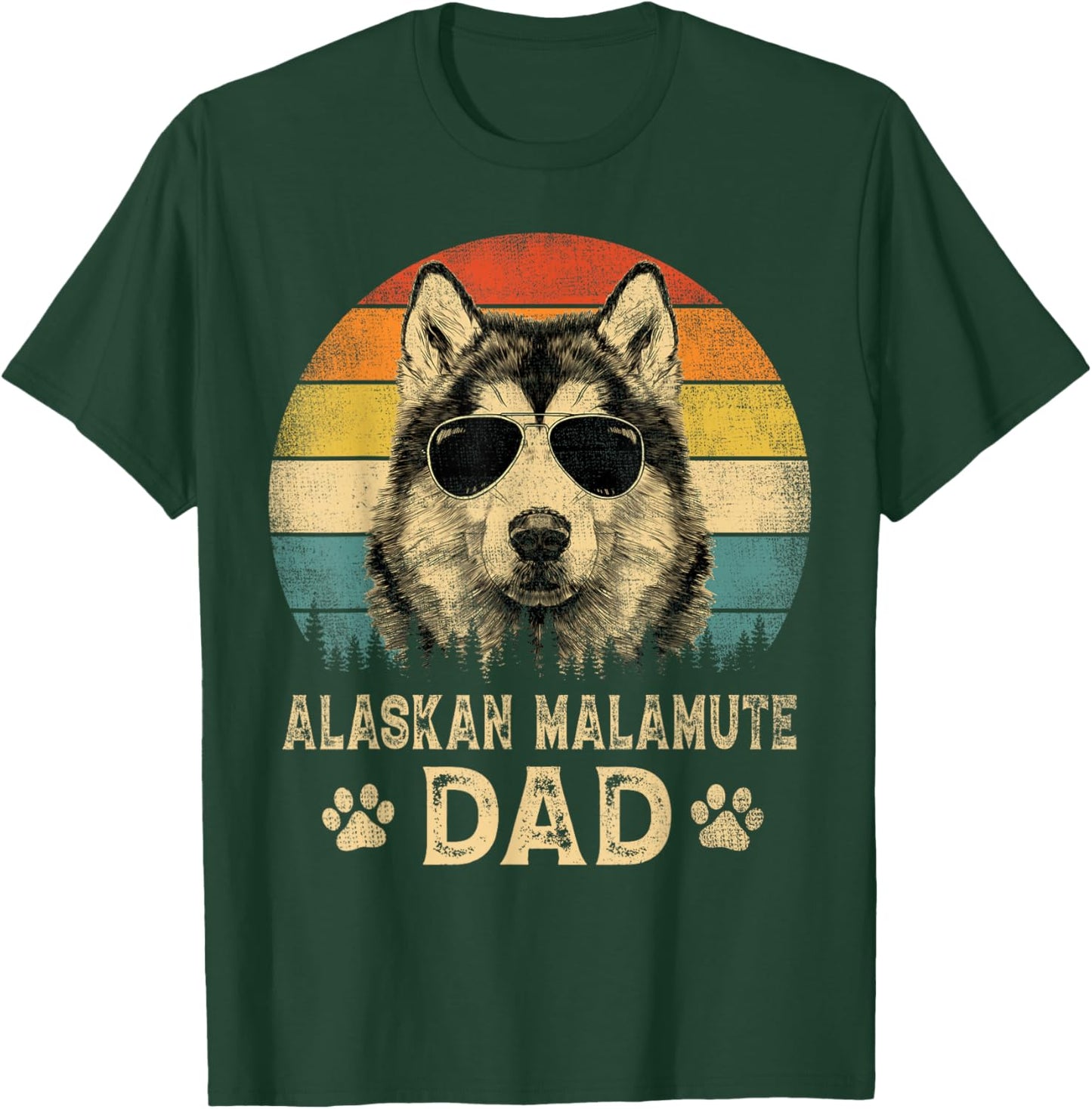 Vintage Alaskan Malamute Dad Dog Lovers Father's Day T-Shirt - T-Shirt | Forest