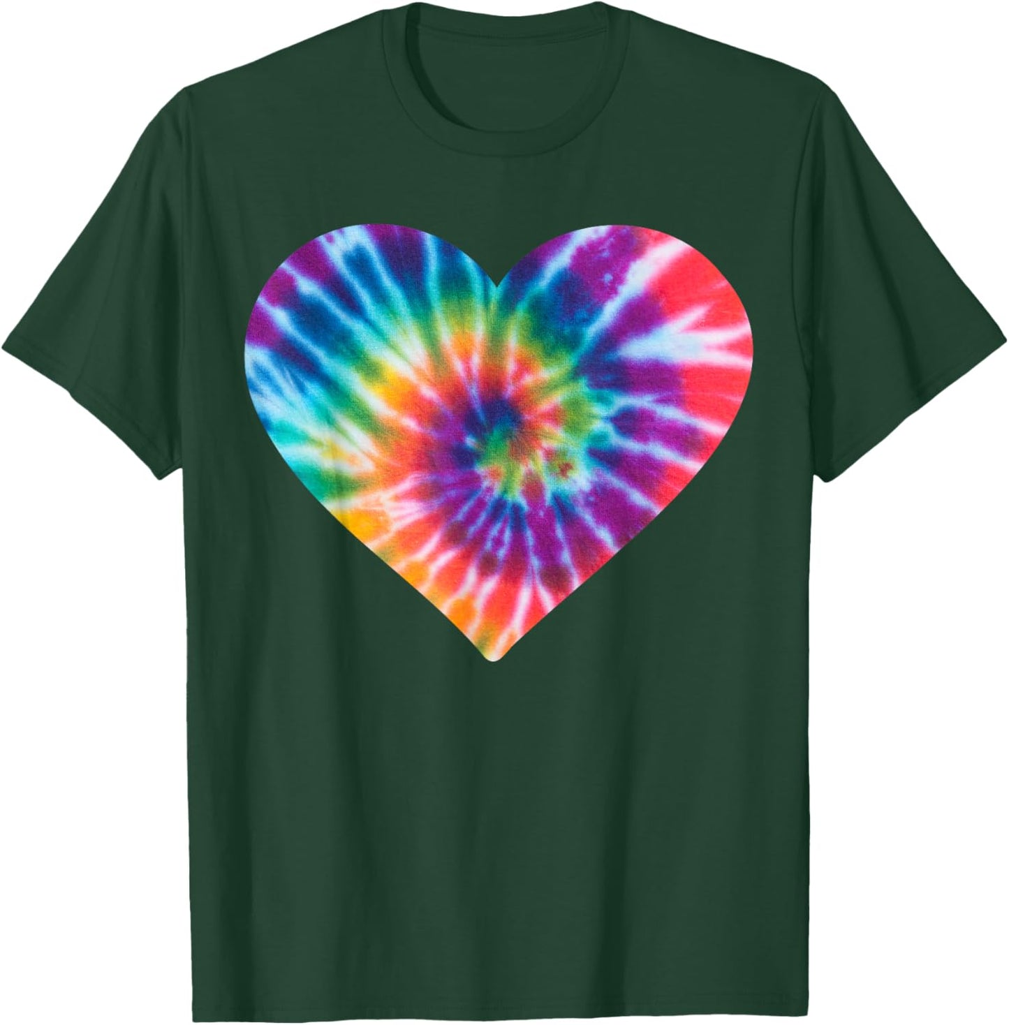 Colorful Heart Tie Dye - Cute Rainbow Valentines Day Graphic T-Shirt - T-Shirt | Forest