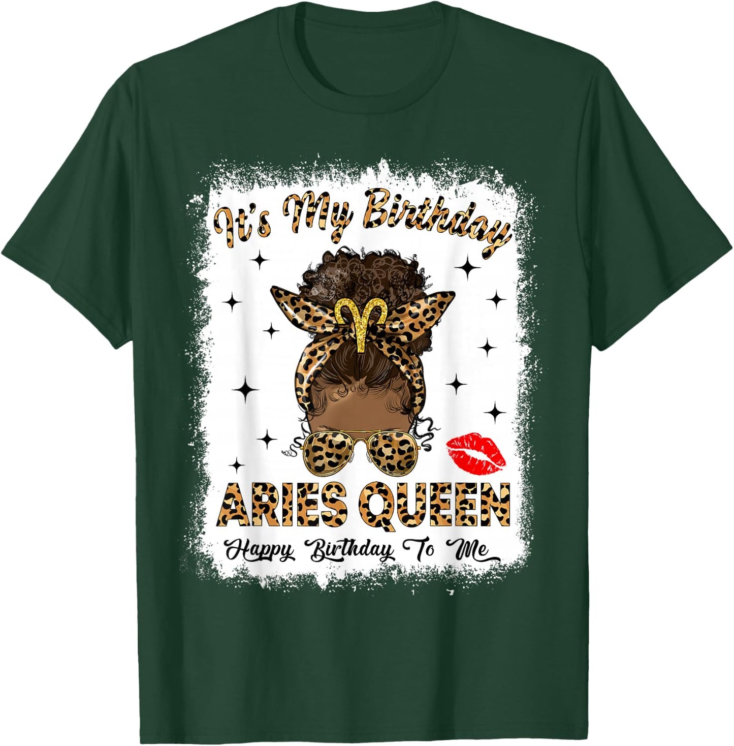 Aries Queen Afro Messy Bun It's My Birthday Black Woman T-Shirt - T-Shirt | Forest