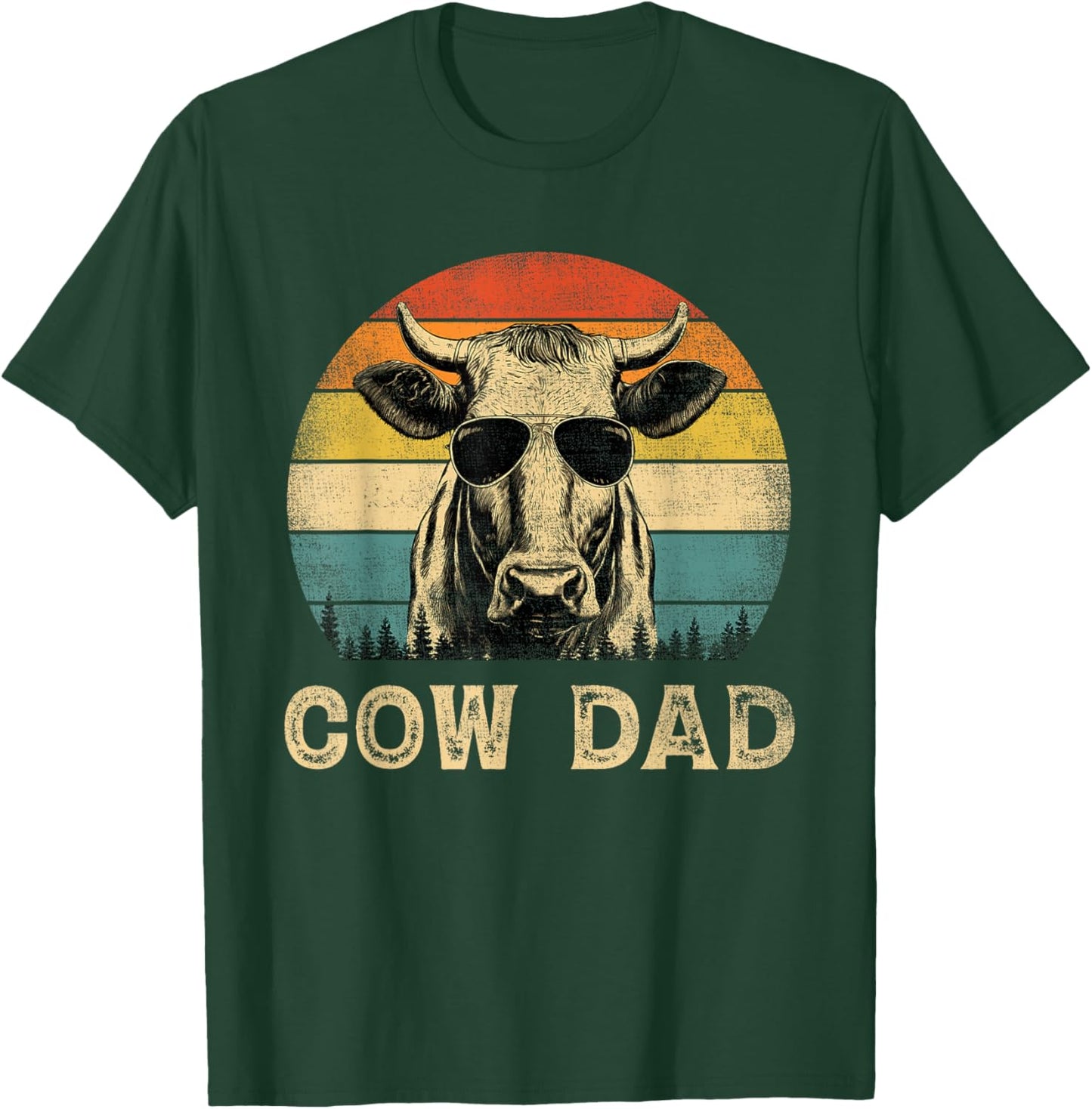Vintage Cow Dad Cow Lovers Daddy Father's Day T-Shirt - T-Shirt | Forest