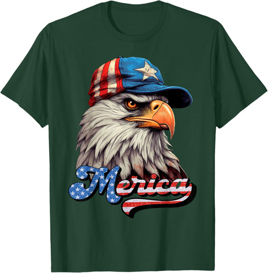 Merica Patriotic USA Eagle Of Freedom 4th of July Men Women T-Shirt - T-Shirt | Forest
