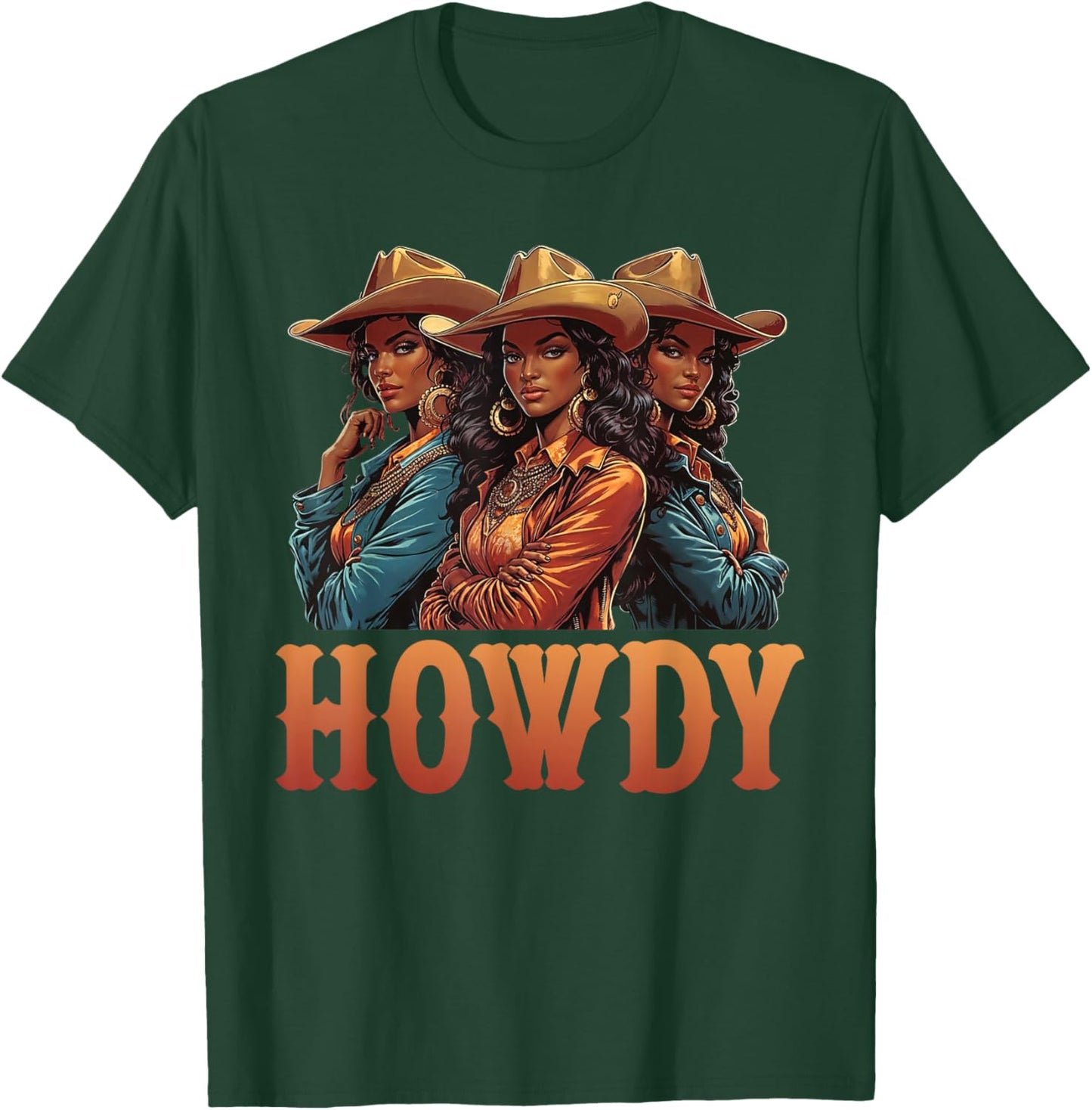 African Melanin Cowgirl Rodeo Western Black History Month T-Shirt - T-Shirt | Forest