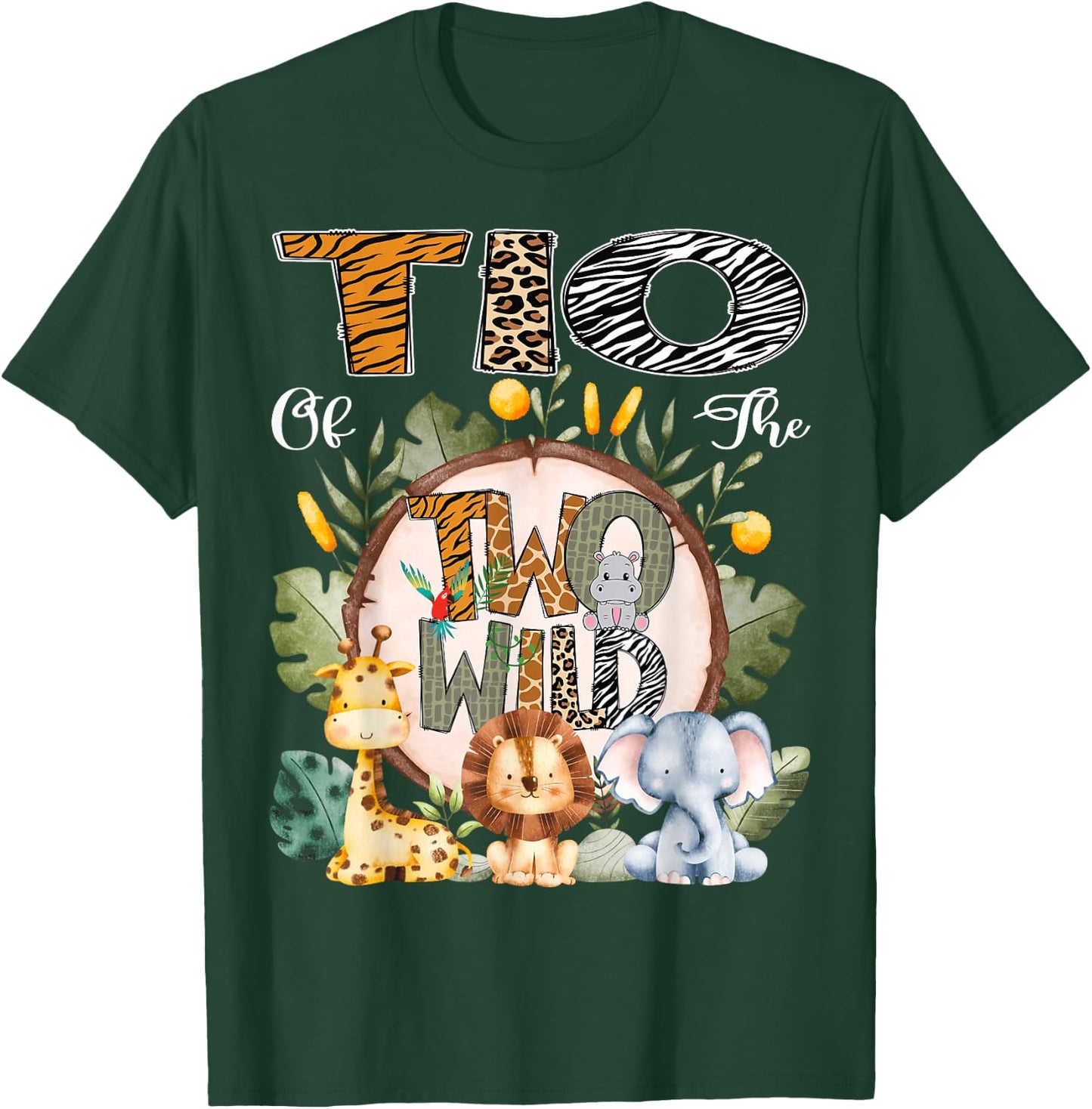 Tio Of The Two Wild Animal Safari 2Nd Birthday Party T-Shirt - T-Shirt | Forest