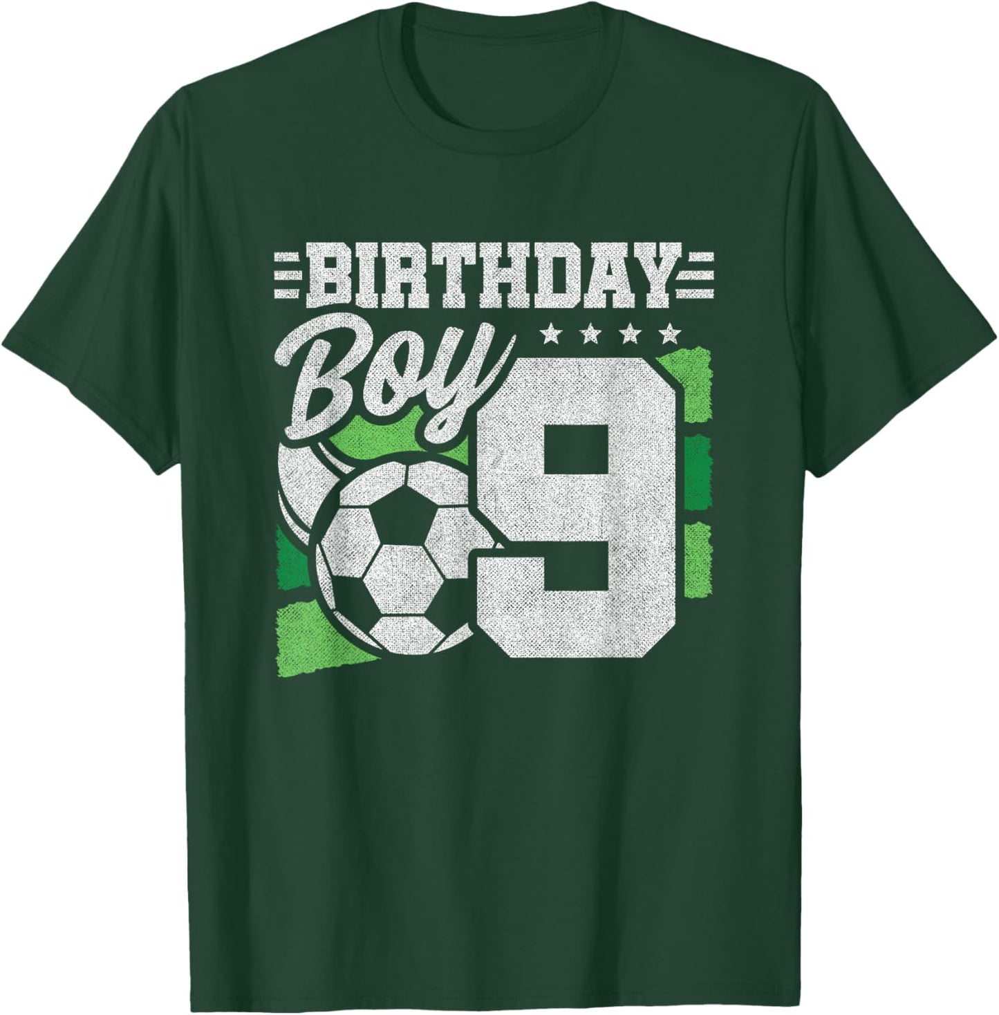 9 Year Old Soccer Birthday - Boys 9th Birthday Soccer T-Shirt - T-Shirt | Forest