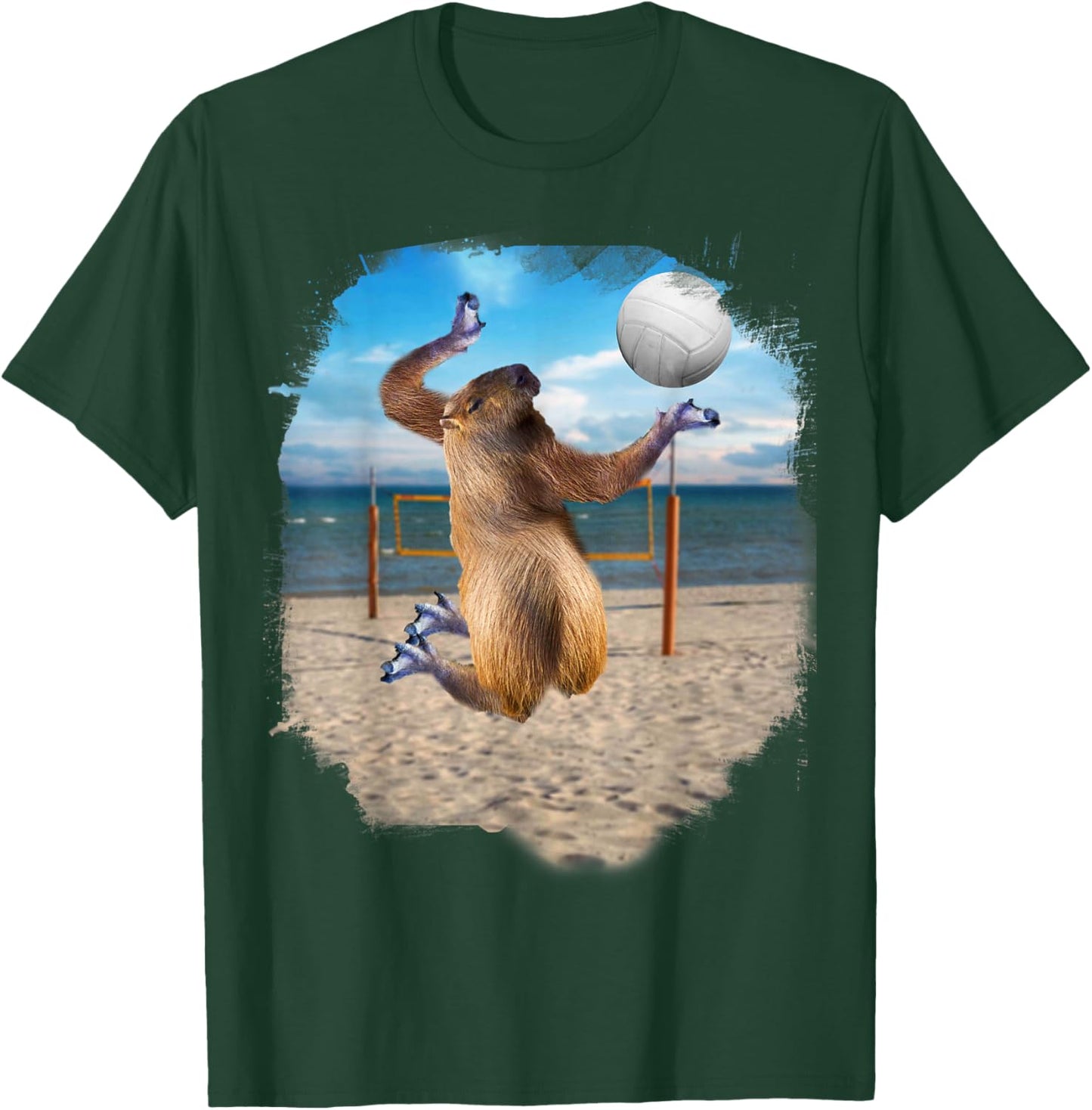 Capybara Playing Beach Volleyball T-Shirt - T-Shirt | Forest