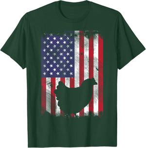 US Flag Chicken Vintage Farming Animal Patriotic Farmer Gift T-Shirt - T-Shirt | Forest