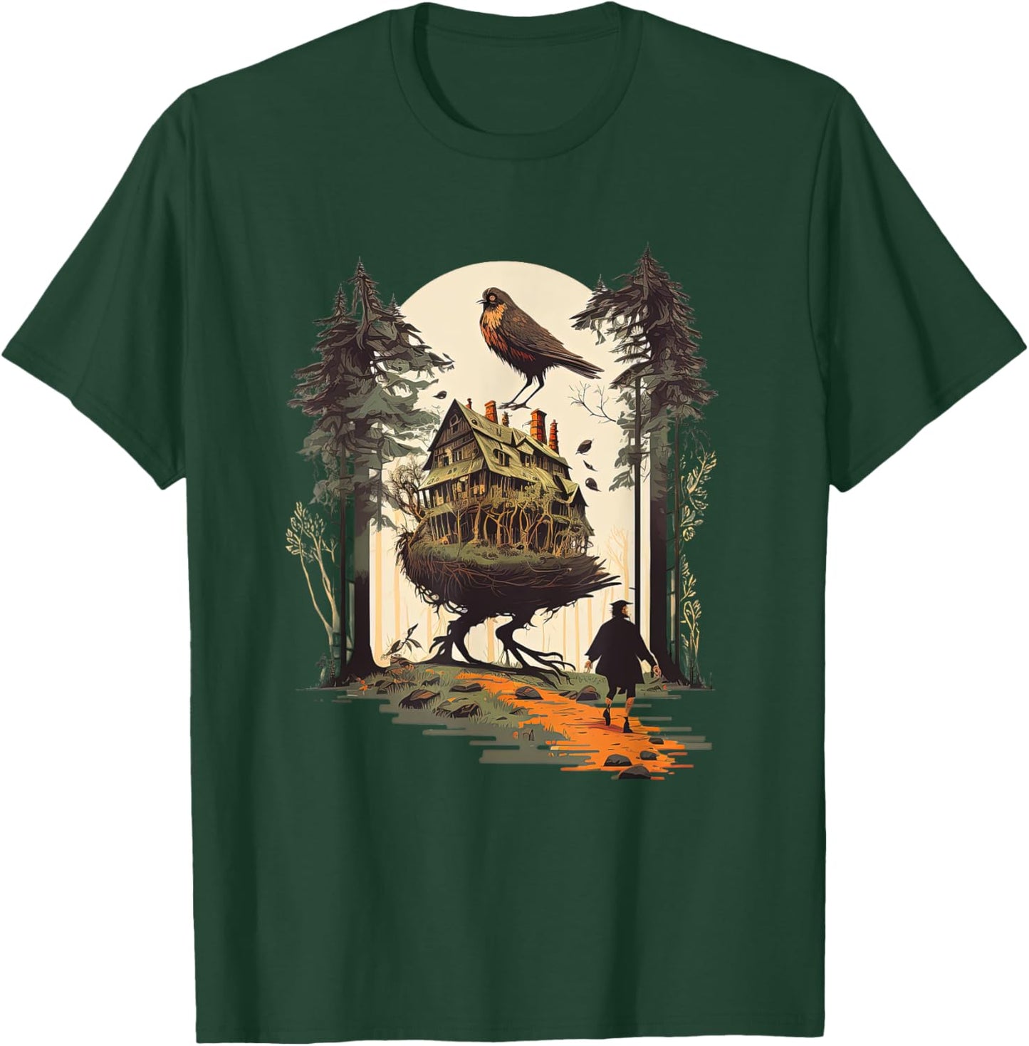 Walking House on Chicken Legs Slavic folklore Baba Yaga Art T-Shirt - T-Shirt | Forest