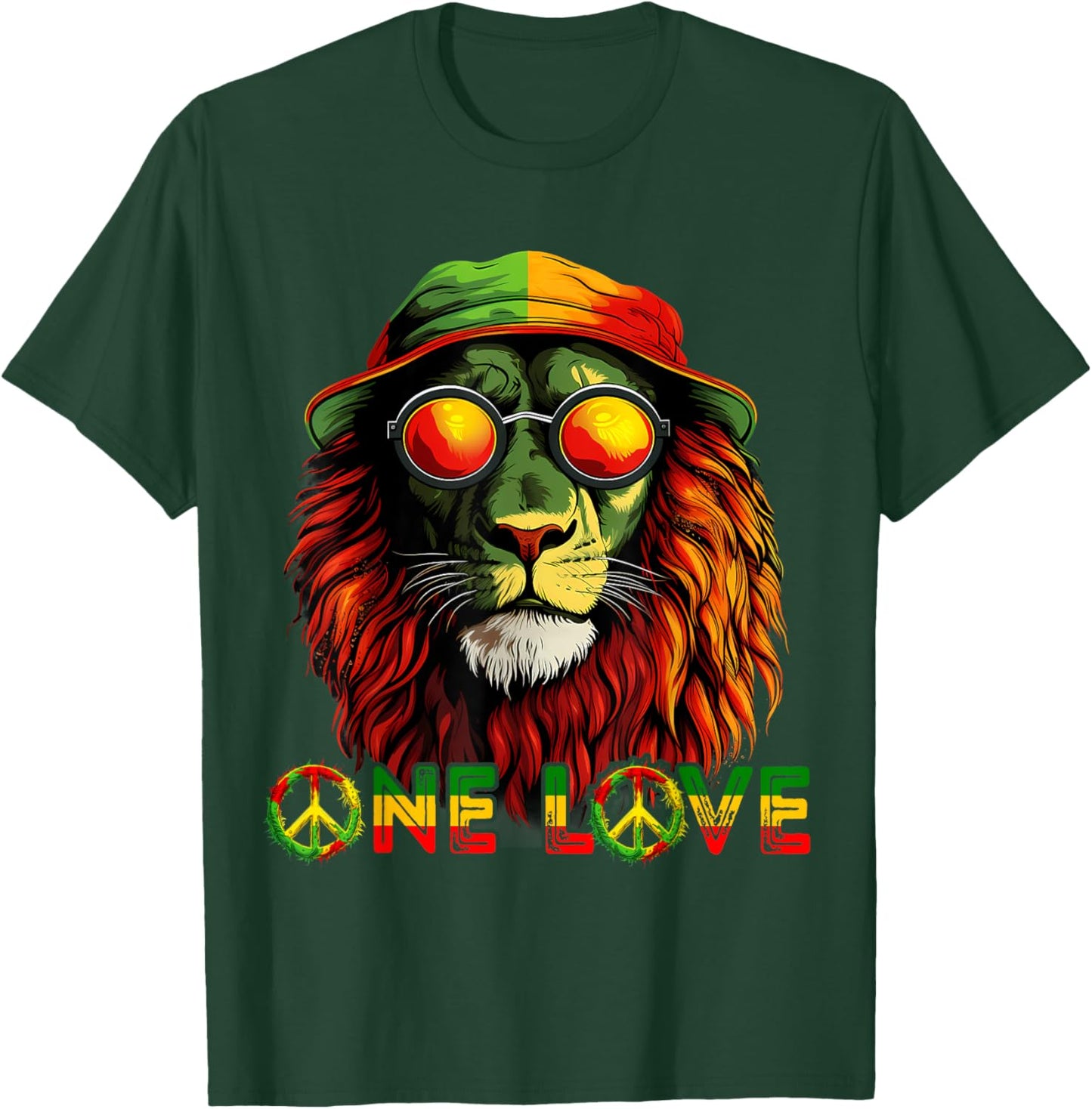 Rasta Reggae Lion Hippie Rasta Pride Jamaica Rastafari T-Shirt - T-Shirt | Forest