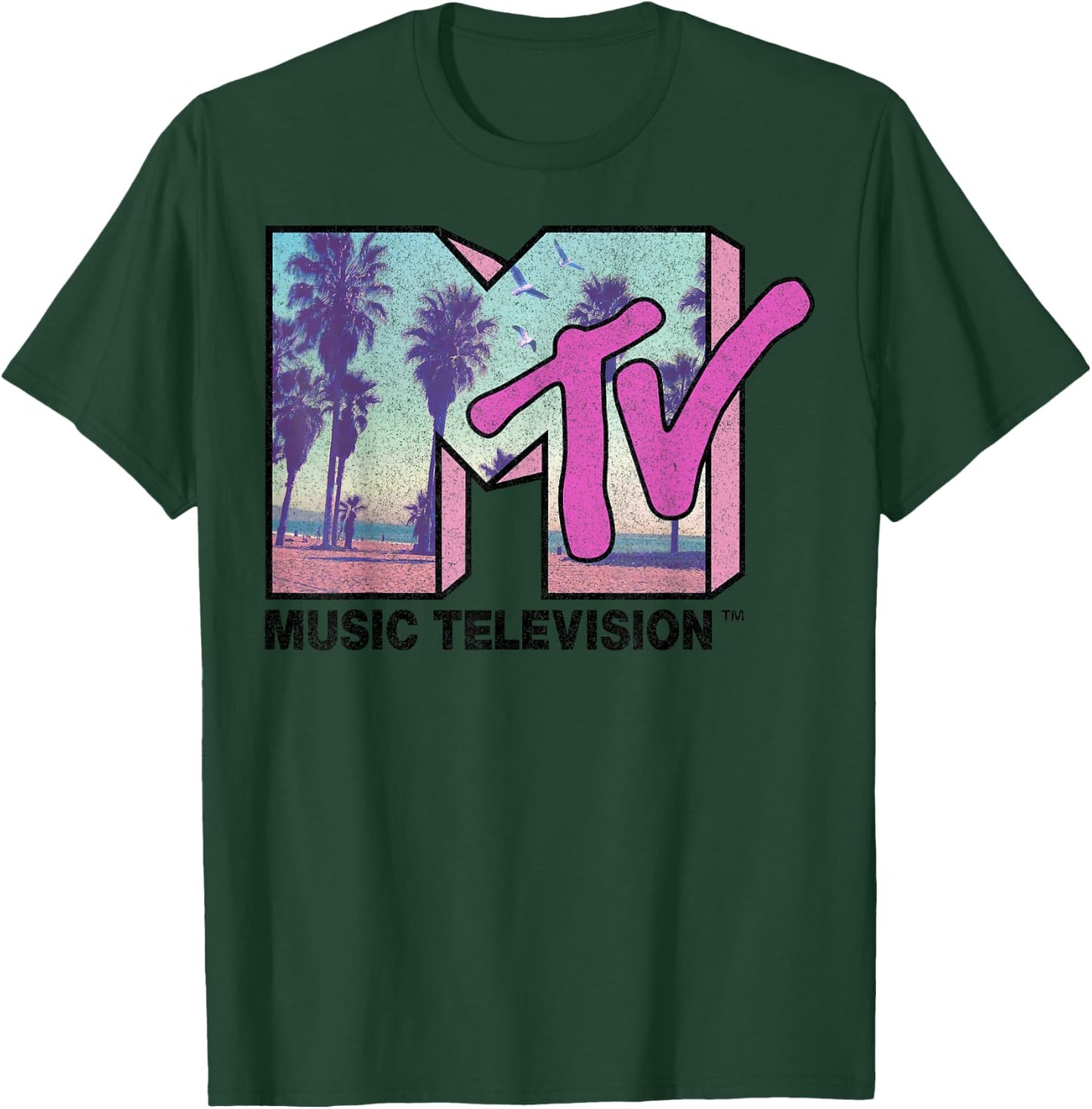 MTV MTV Beach and Palm Tree Logo Graphic T-Shirt - T-Shirt | Forest
