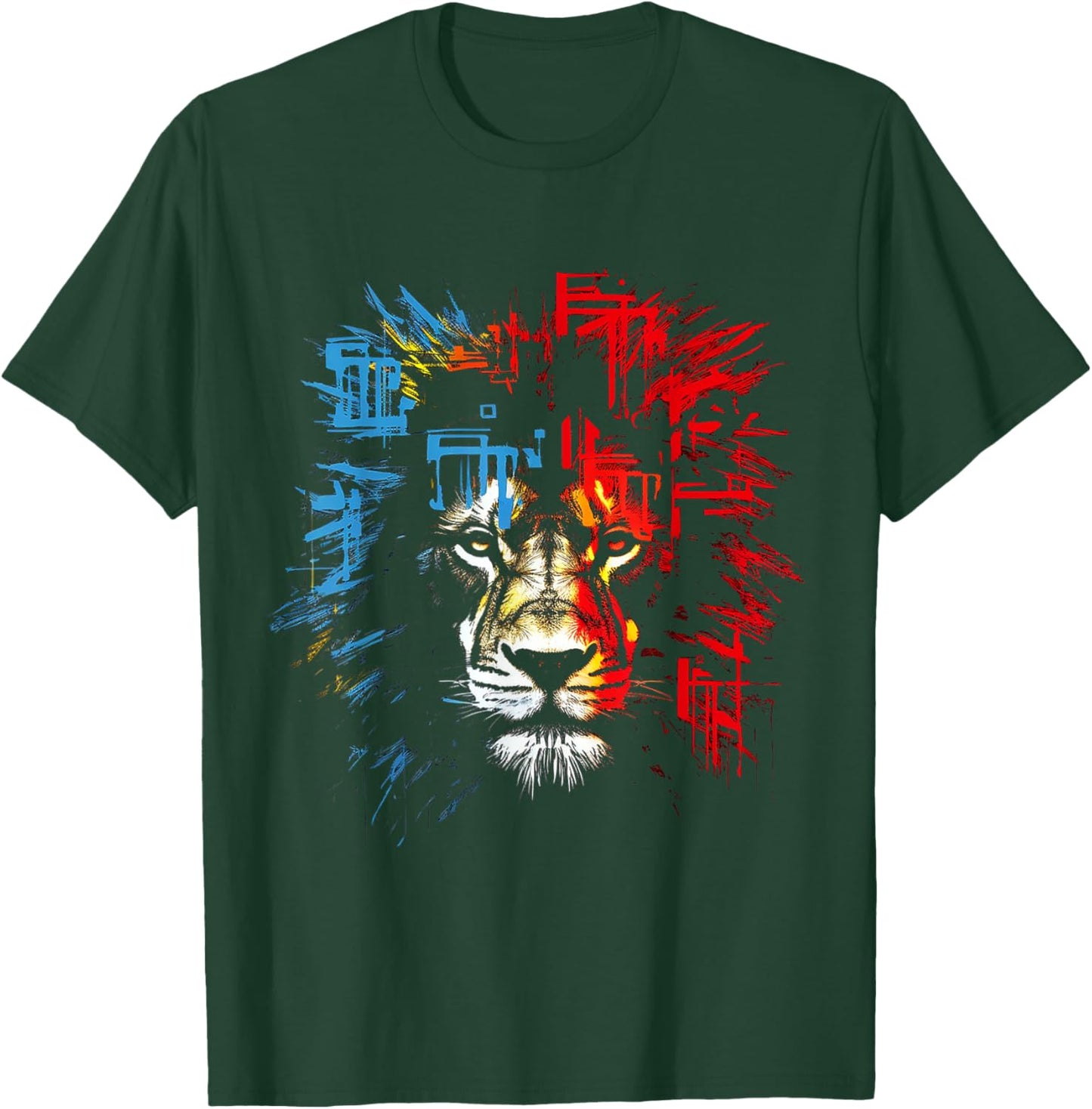 Lion Drawing Abstract Animal Lover Graphic Lion T-Shirt - T-Shirt | Forest