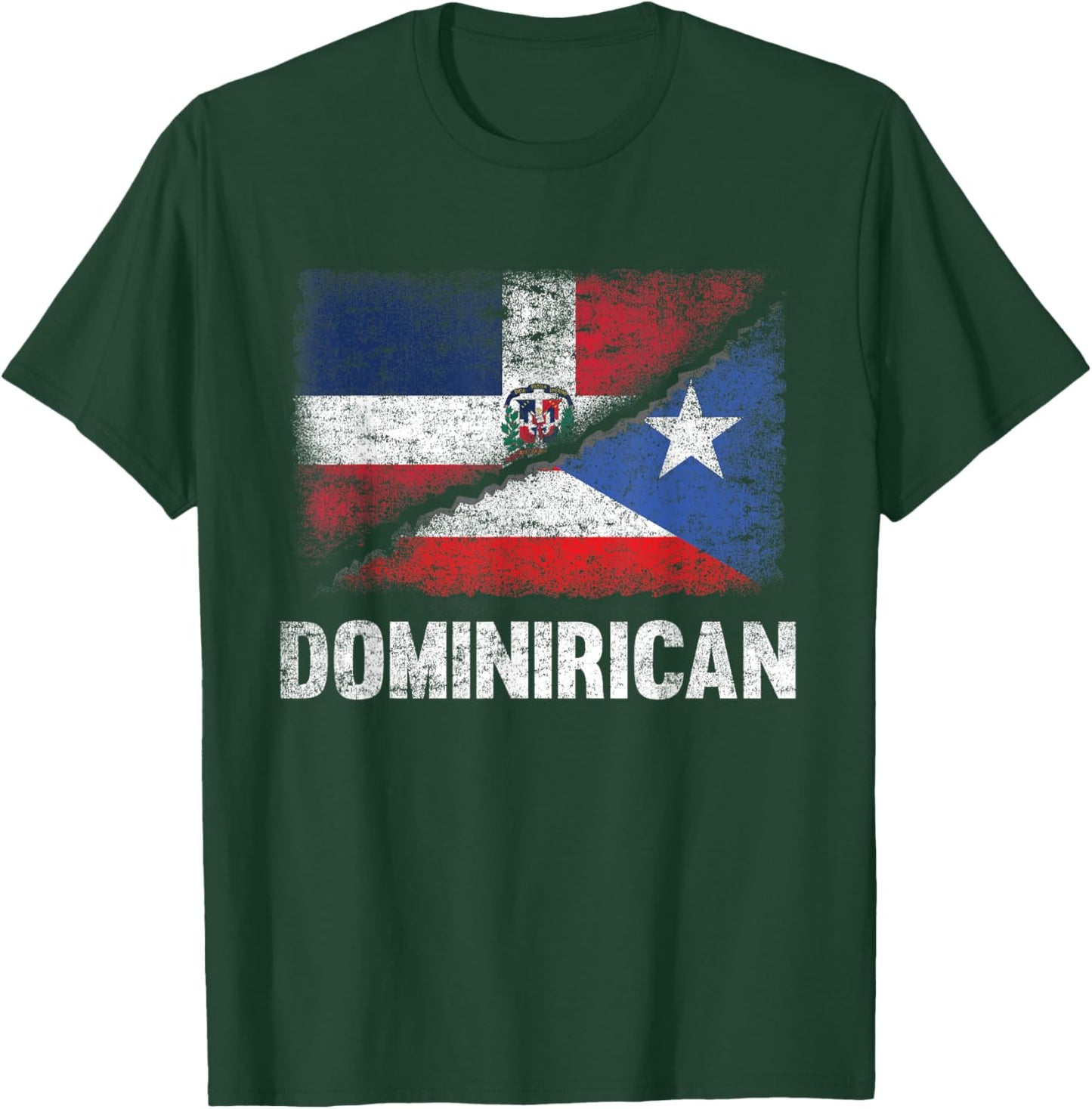 Half Dominican Half Puerto Rican Flag Dominirican T-Shirt - T-Shirt | Forest