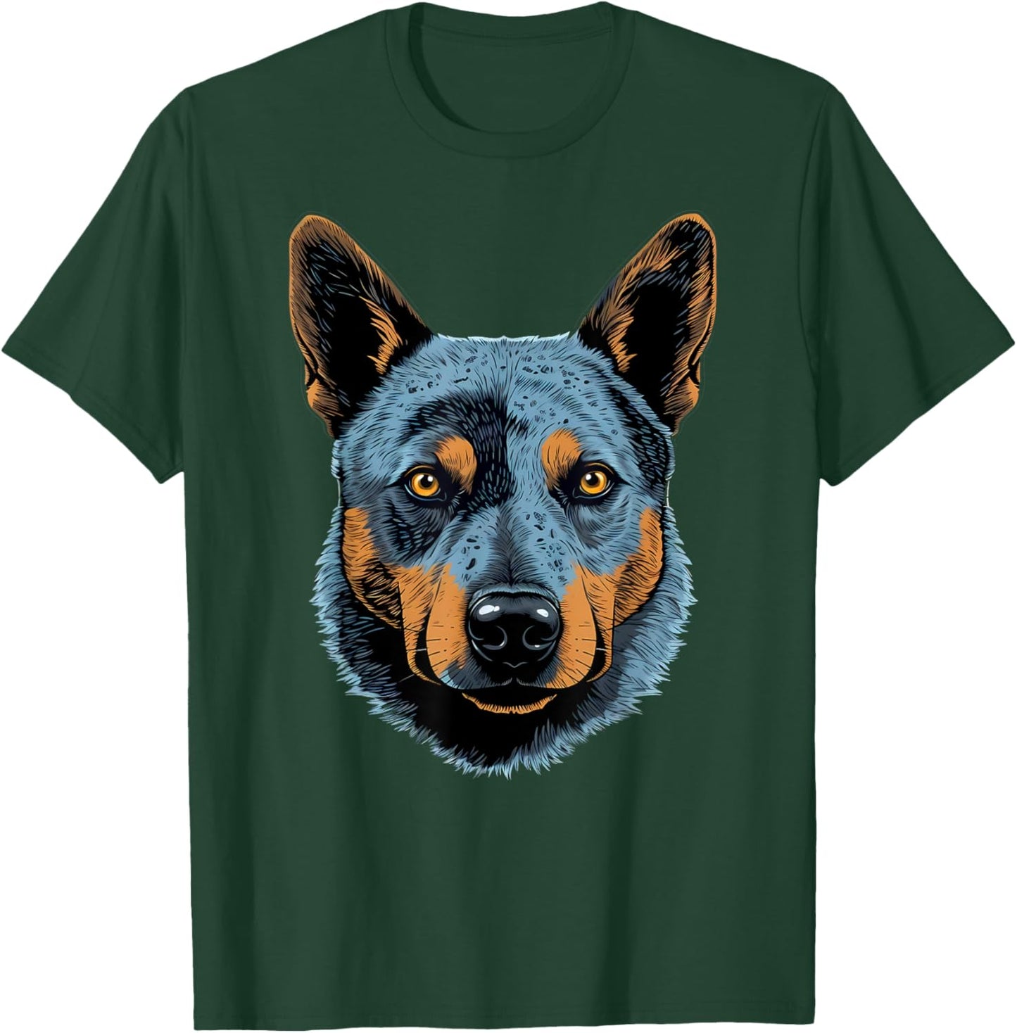 Blue Heeler Cute Cartoon Australian Cattle Dog Face Puppy T-Shirt - T-Shirt | Forest