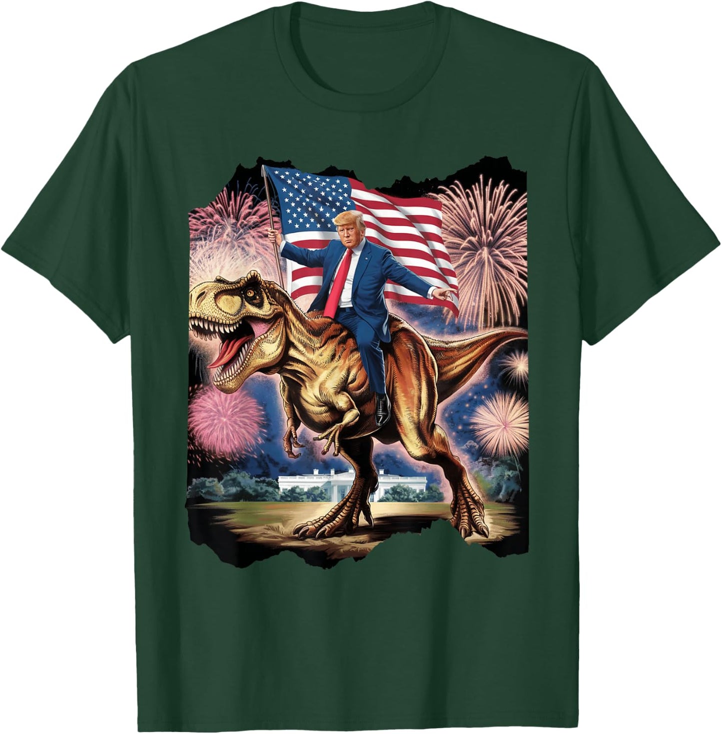 Donald Trump T Rex Dinosaur White House US America President T-Shirt - T-Shirt | Forest