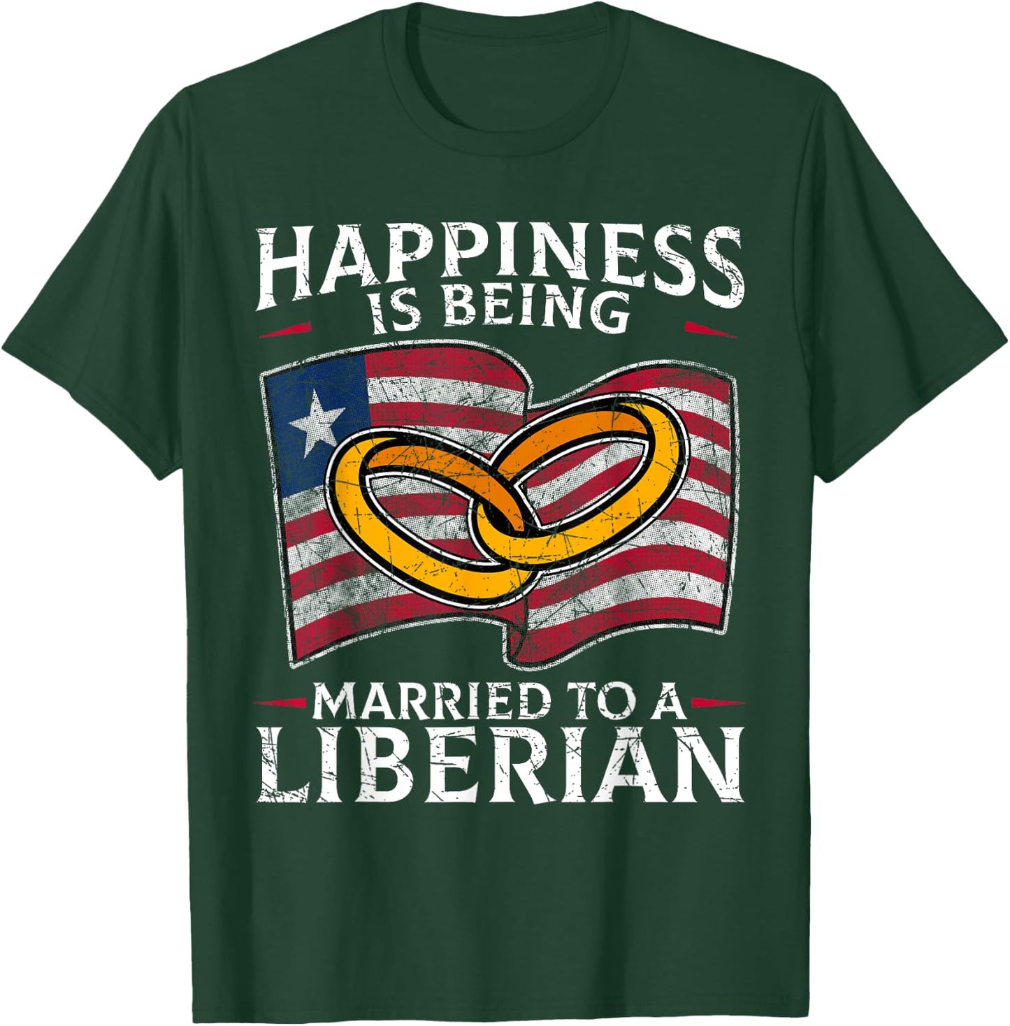 Liberian Marriage Liberia Married Wedding Heritage Flag T-Shirt - T-Shirt | Forest